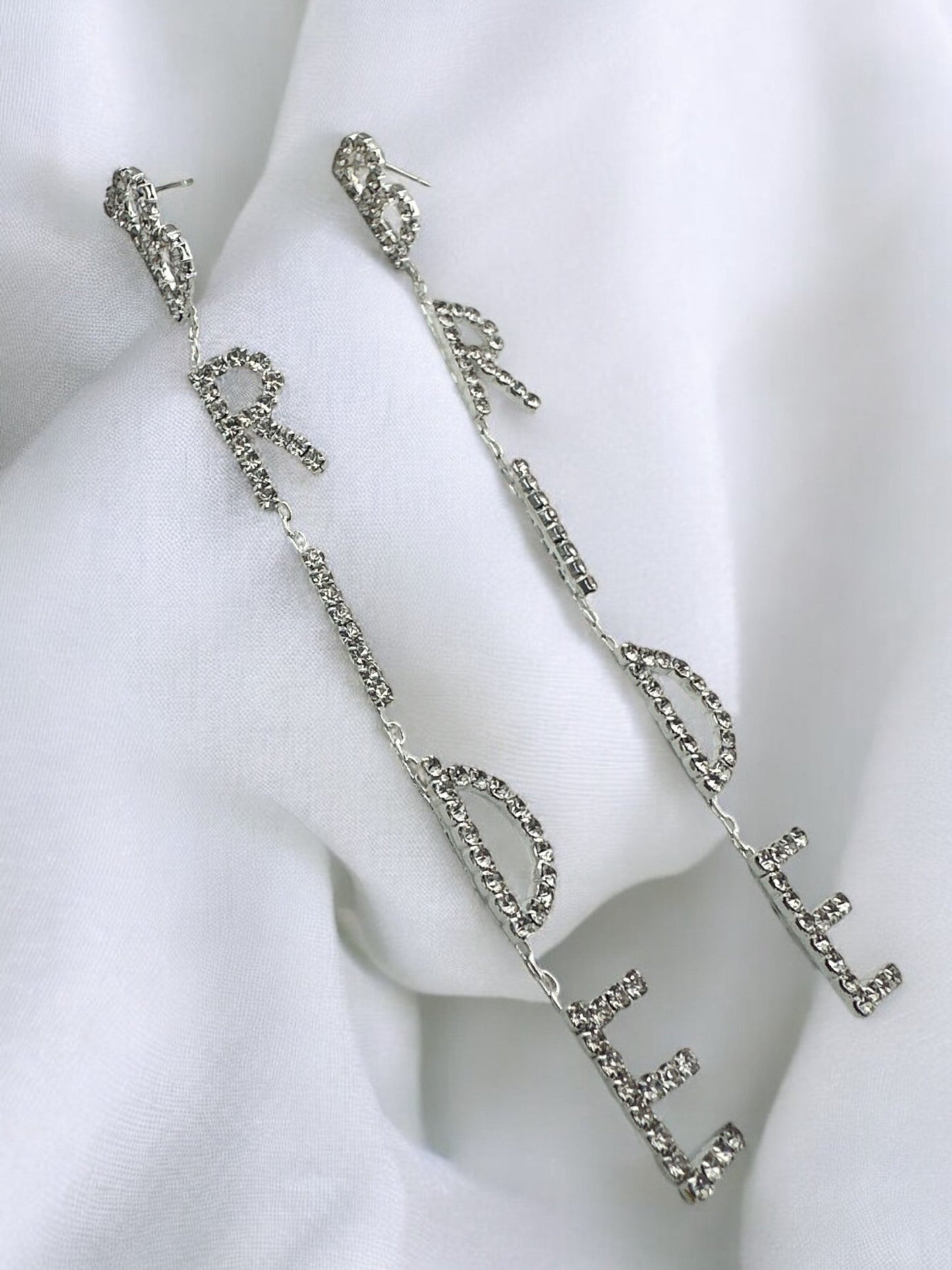 Bridal Statement Earrings WIFEY BRIDE Rhinestone Drop Earrings for Weddings and Bachelorette Parties - Fatisha Boutique