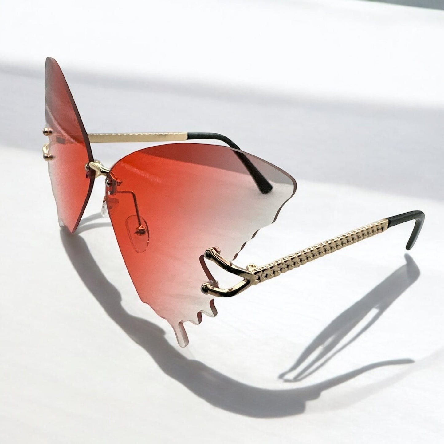 Butterfly Wing Sunglasses – Gradient Rimless UV400 Shades - Fatisha Boutique