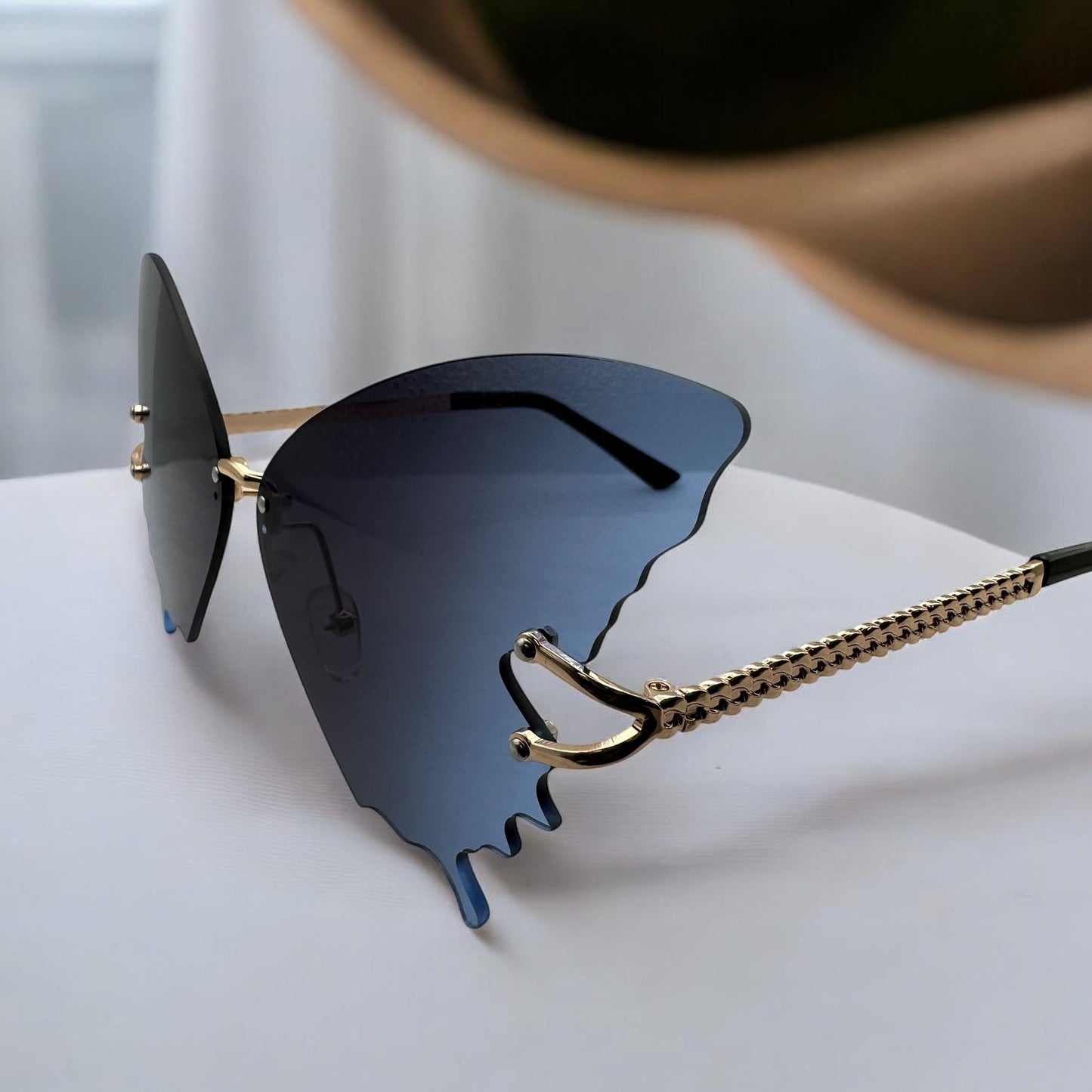 Butterfly Wing Sunglasses – Gradient Rimless UV400 Shades - Fatisha Boutique