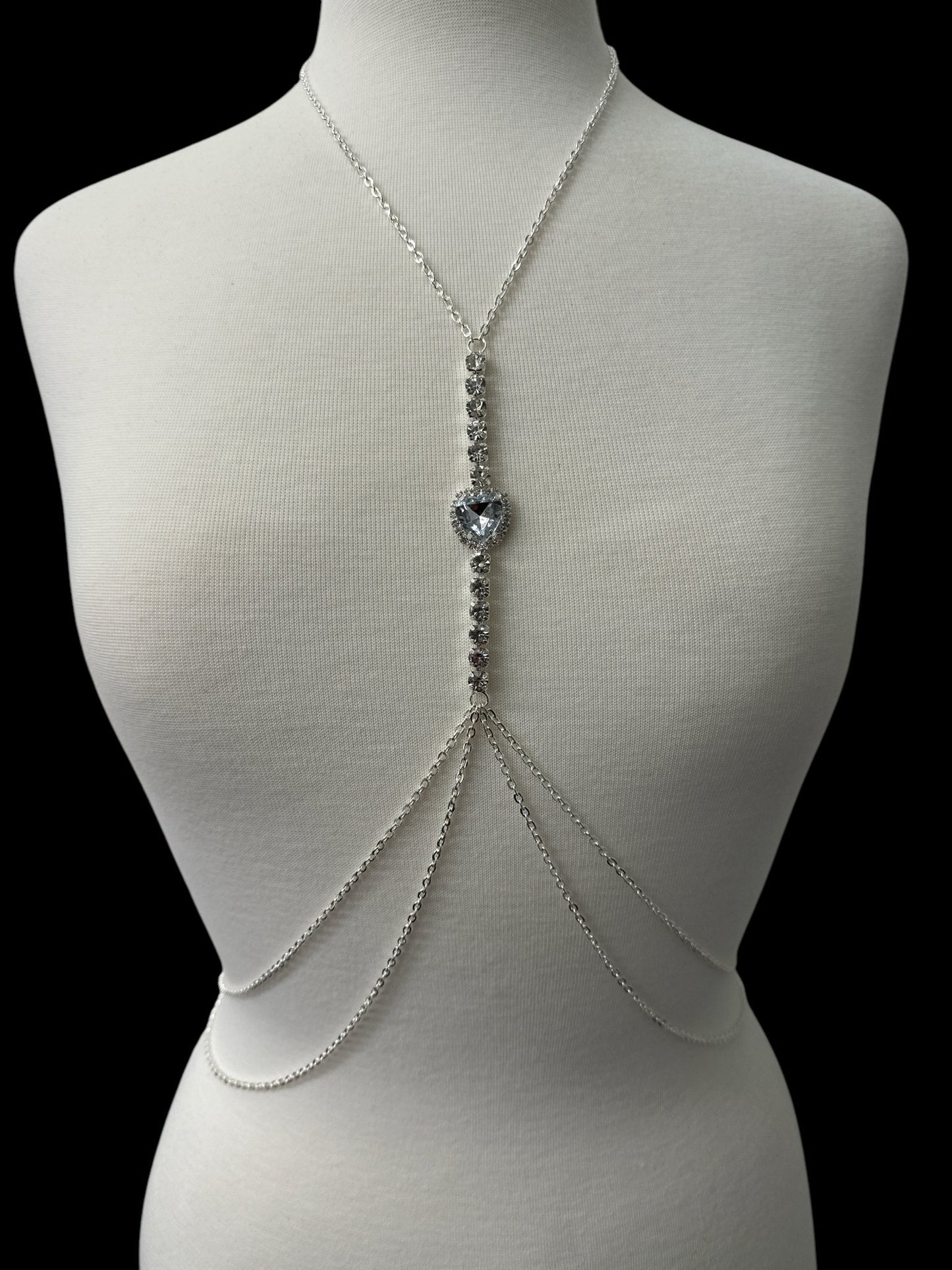 Centred Rhinestone Bralette Statement Body Chain Jewellery - Fatisha Boutique