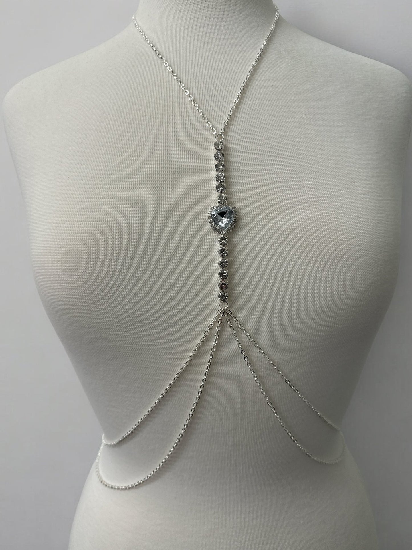 Centred Rhinestone Bralette Statement Body Chain Jewellery - Fatisha Boutique