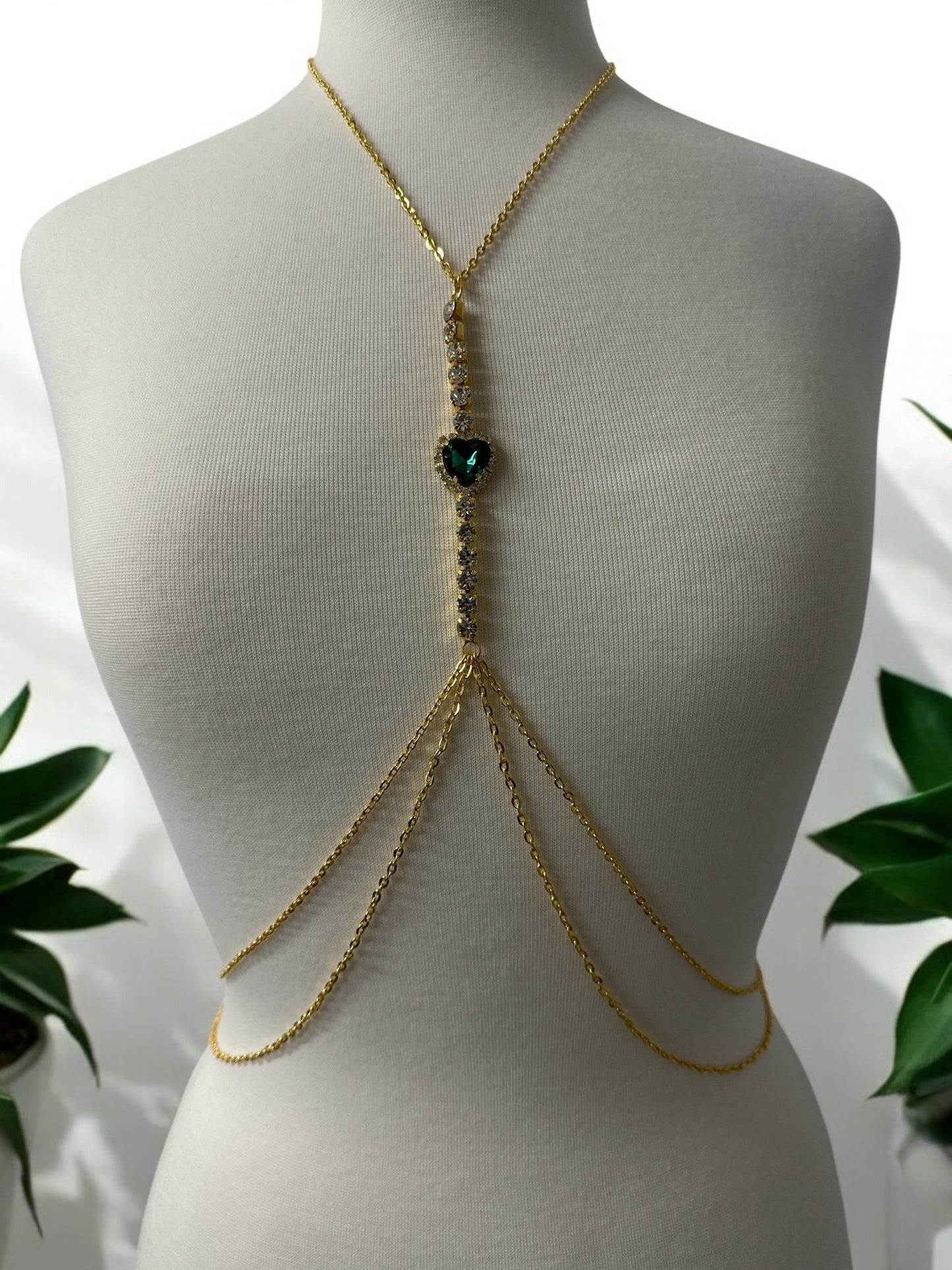 Centred Rhinestone Bralette Statement Body Chain Jewellery – Gold & Silver | Festival, Party & Elegant Wear - Fatisha Boutique