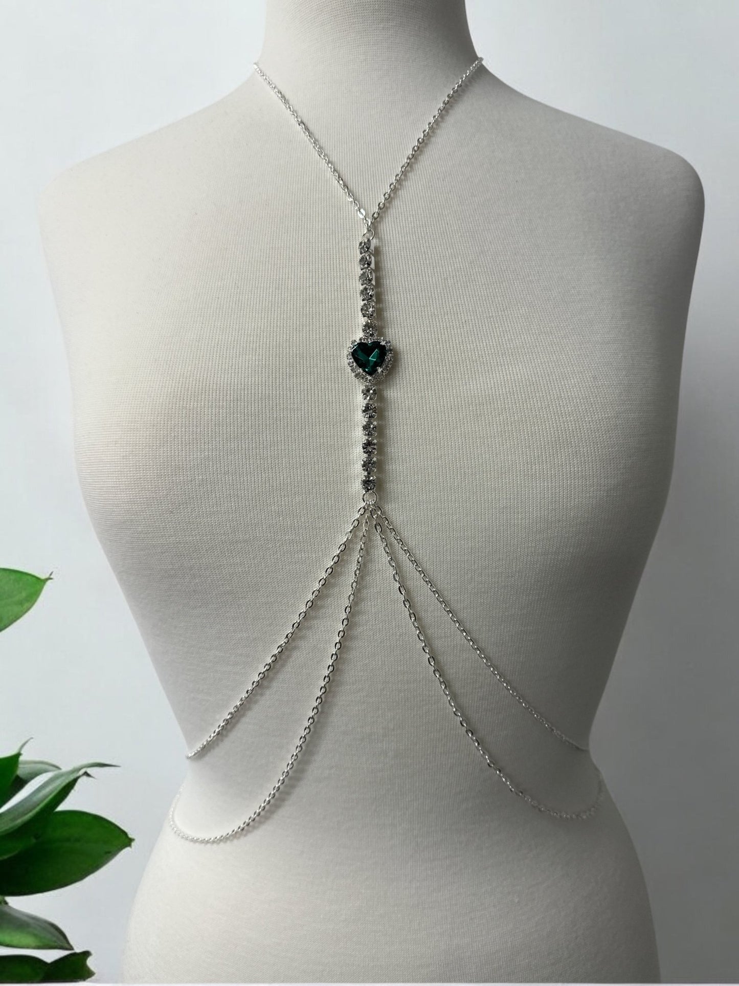 Centred Rhinestone Bralette Statement Body Chain Jewellery – Gold & Silver | Festival, Party & Elegant Wear - Fatisha Boutique