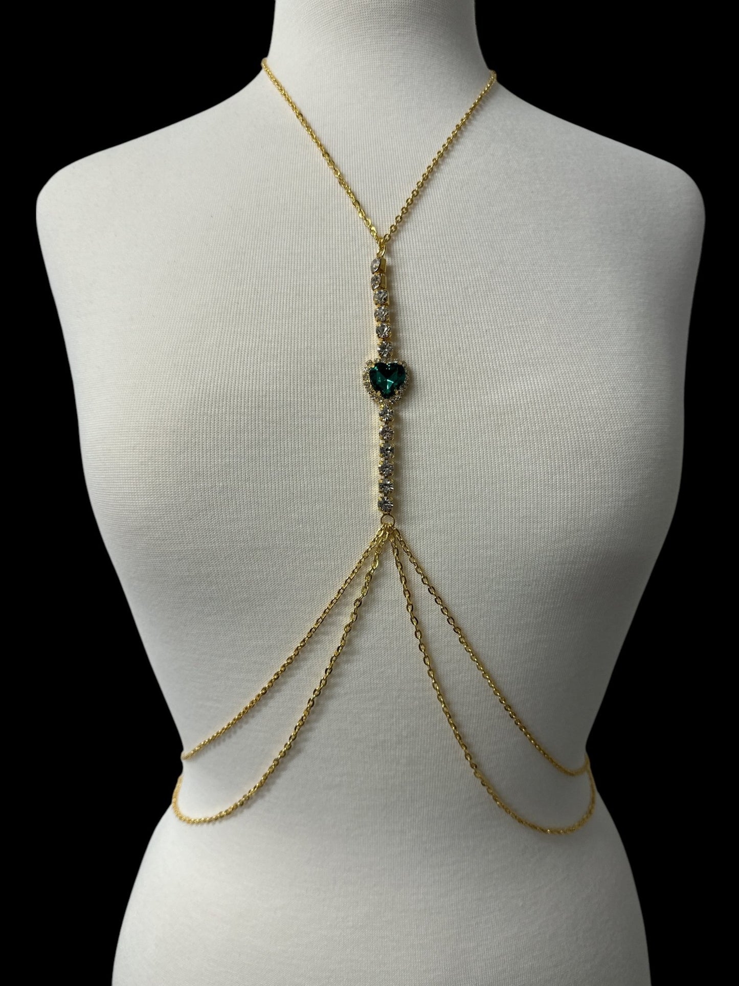 Centred Rhinestone Bralette Statement Body Chain Jewellery – Gold & Silver | Festival, Party & Elegant Wear - Fatisha Boutique