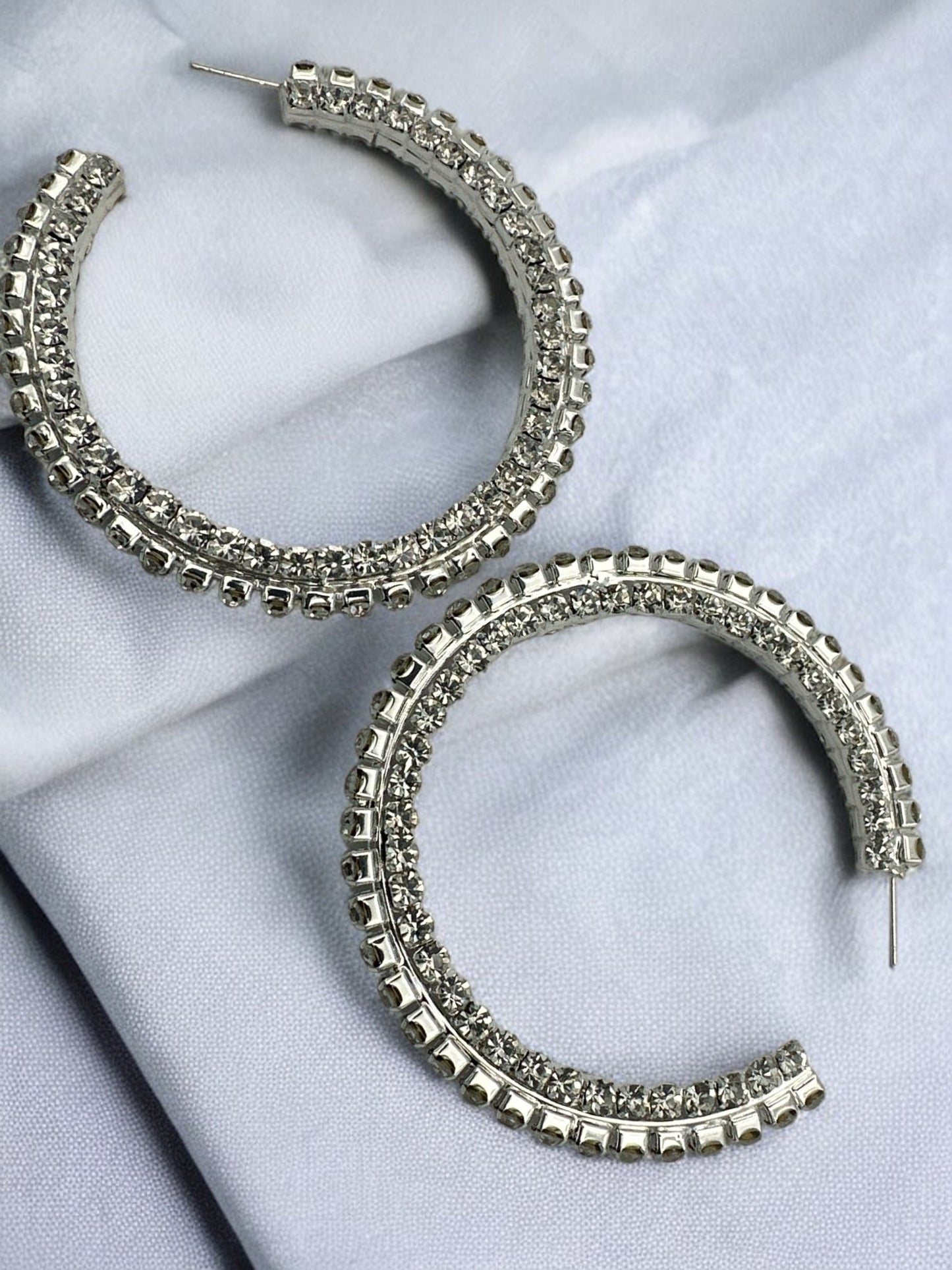 Chunky Rhinestones Statement Hoop Earrings - Fatisha Boutique
