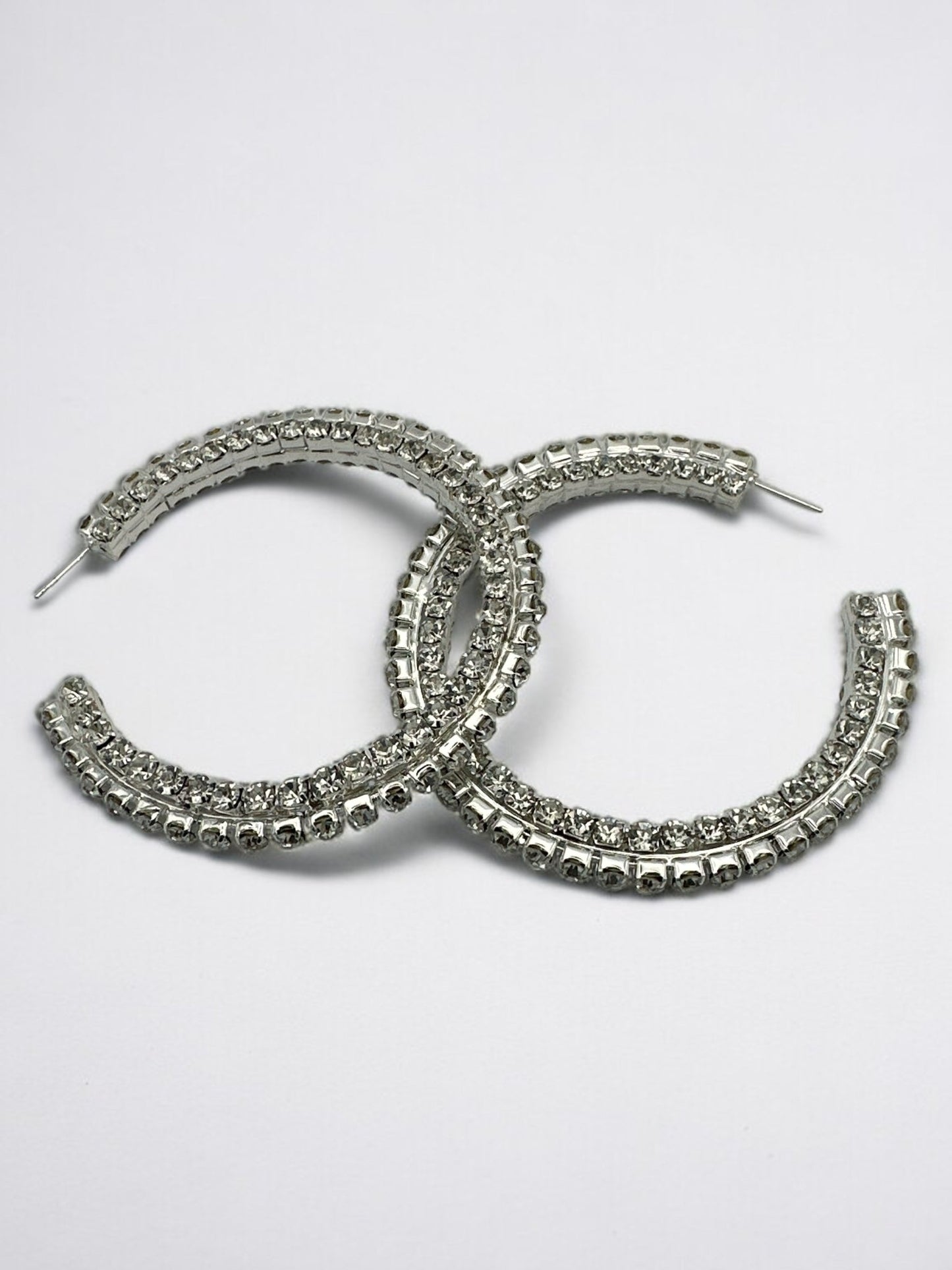 Chunky Rhinestones Statement Hoop Earrings - Fatisha Boutique