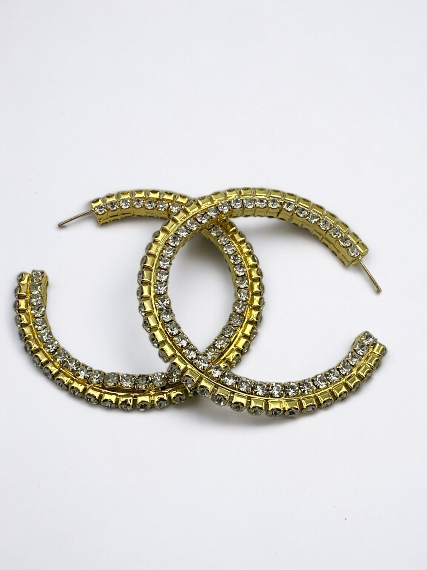 Chunky Rhinestones Statement Hoop Earrings - Fatisha Boutique