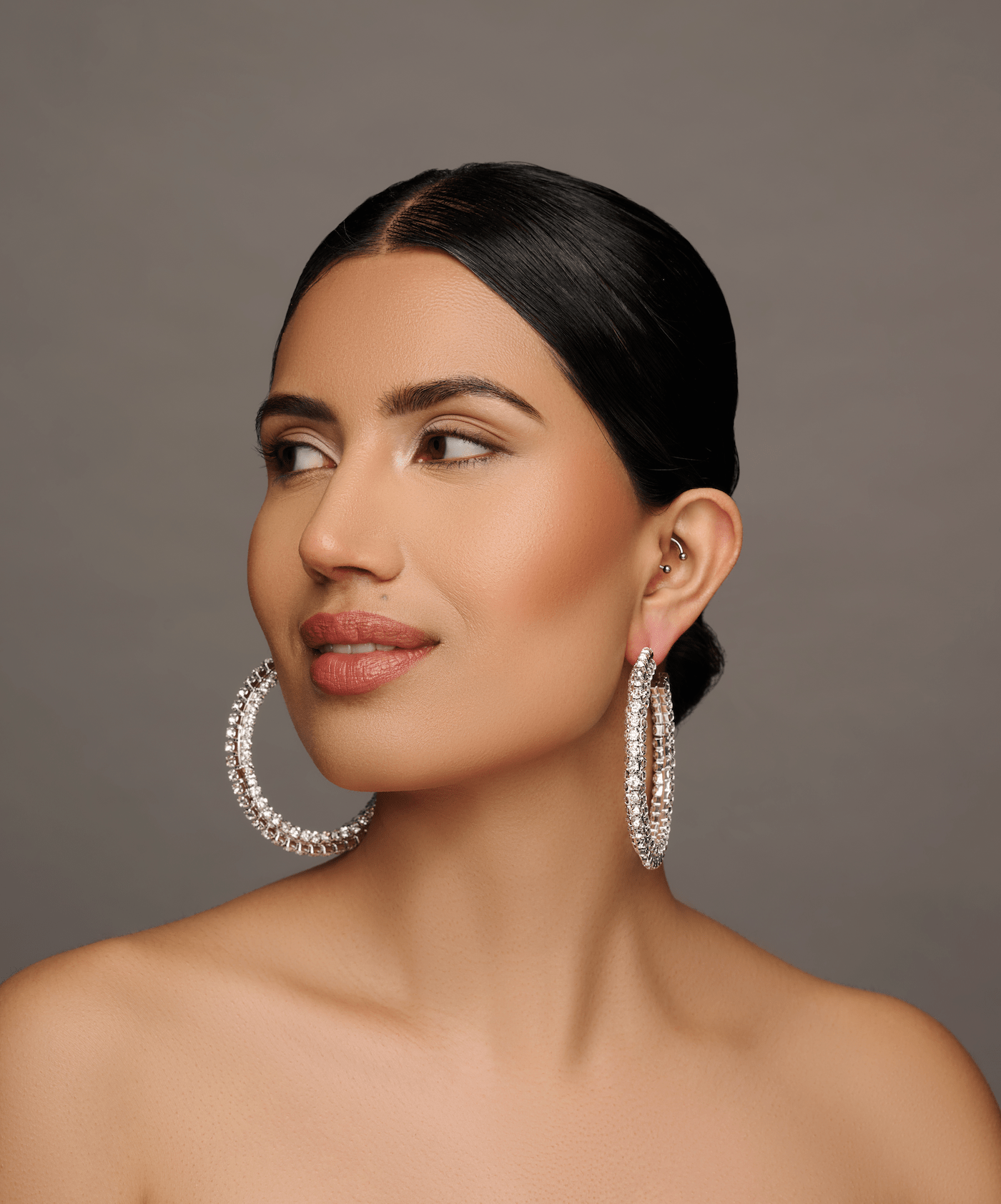 Chunky Rhinestones Statement Hoop Earrings - Fatisha Boutique