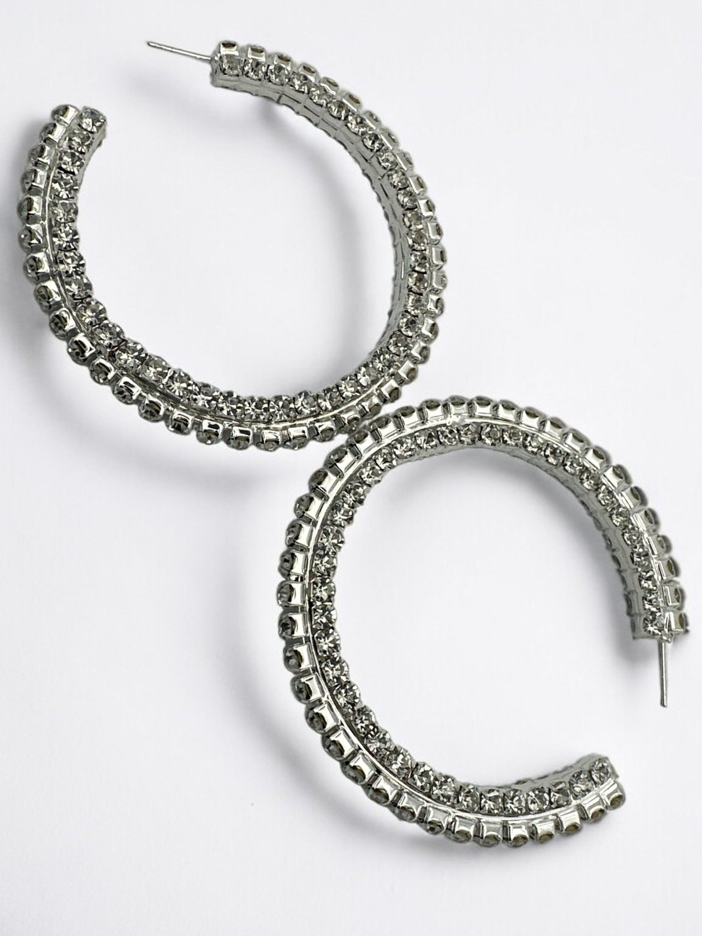 Chunky Rhinestones Statement Hoop Earrings - Fatisha Boutique