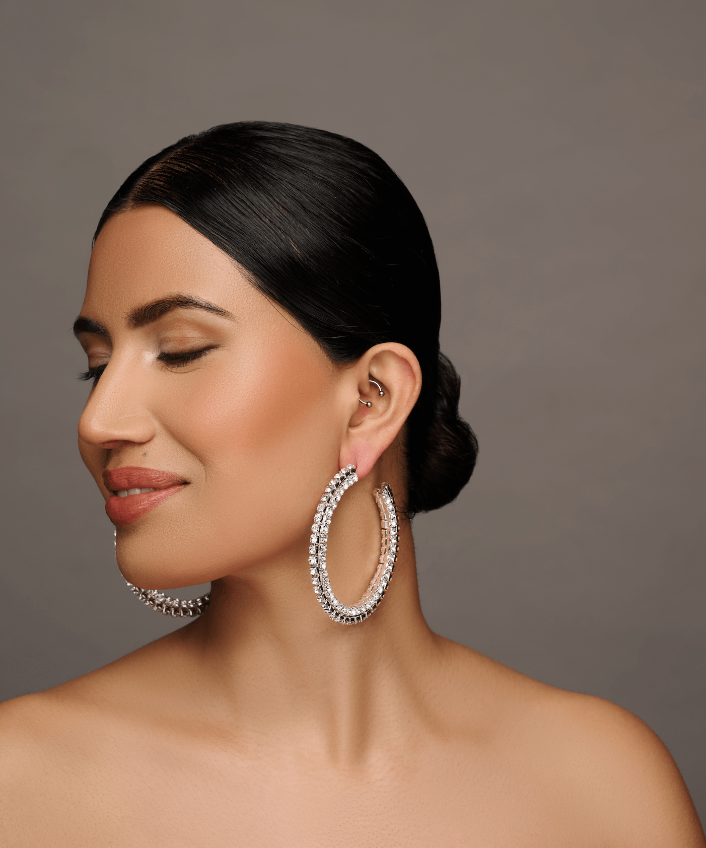 Chunky Rhinestones Statement Hoop Earrings - Fatisha Boutique