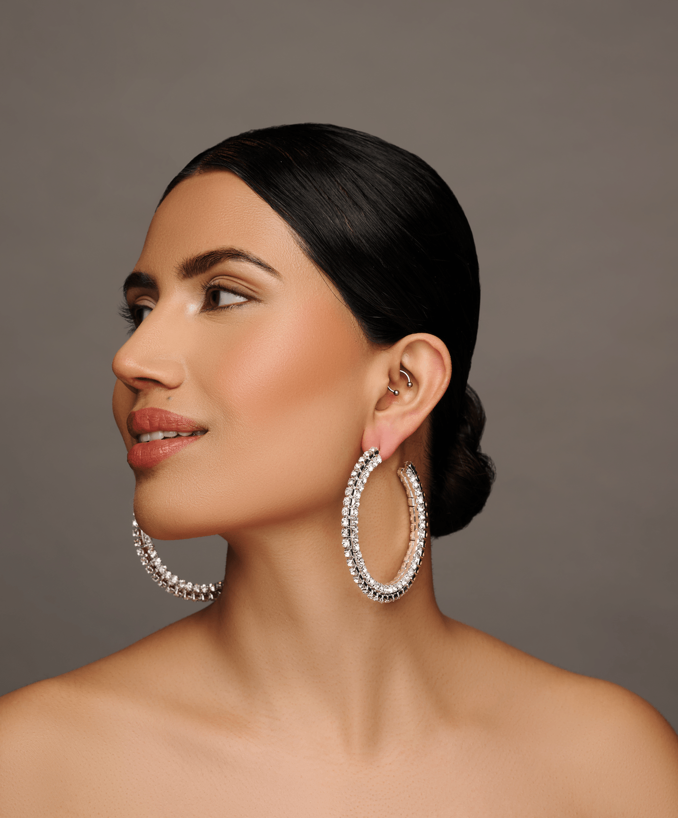 Chunky Rhinestones Statement Hoop Earrings - Fatisha Boutique