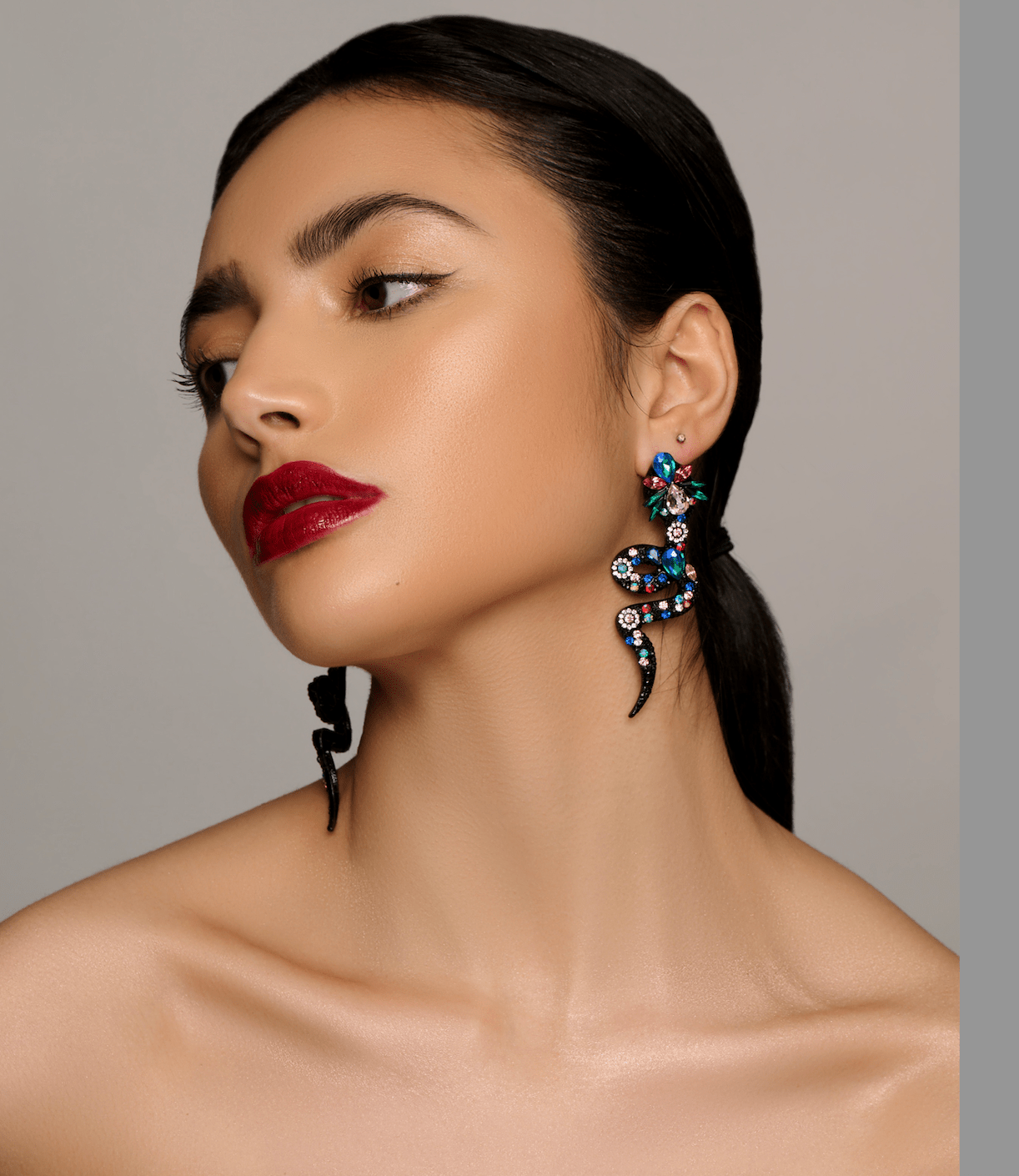 Colourful Crystal Snake Statement Earrings – Bold Artistic Jewelry - Fatisha Boutique