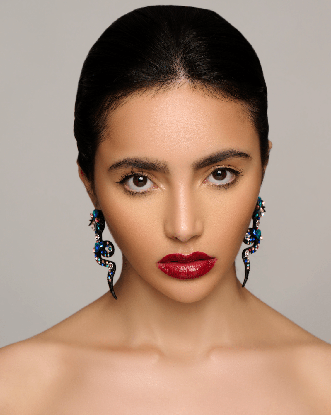 Colourful Crystal Snake Statement Earrings – Bold Artistic Jewelry - Fatisha Boutique