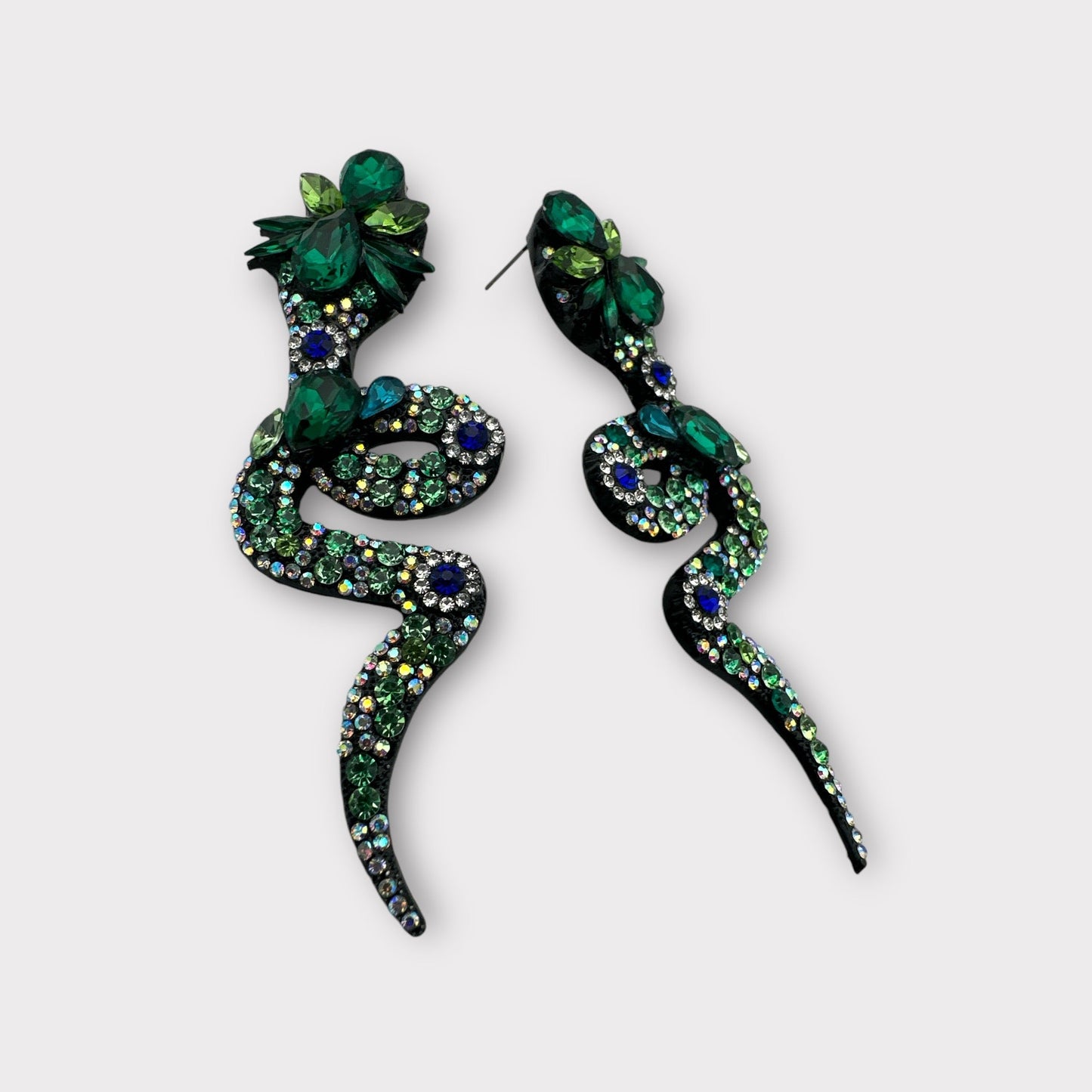 Colourful Crystal Snake Statement Earrings – Bold Artistic Jewelry - Fatisha Boutique