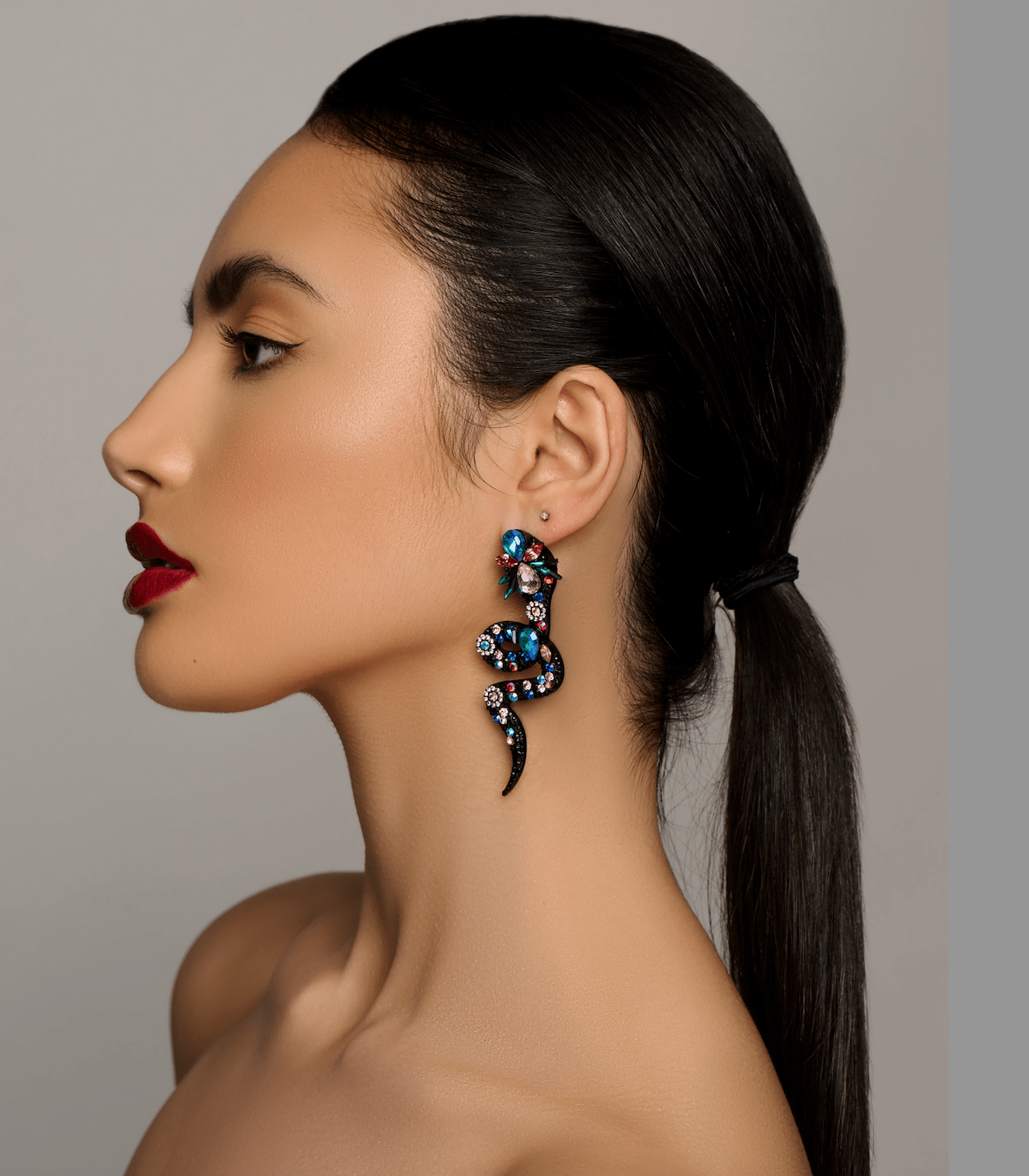 Colourful Crystal Snake Statement Earrings – Bold Artistic Jewelry - Fatisha Boutique