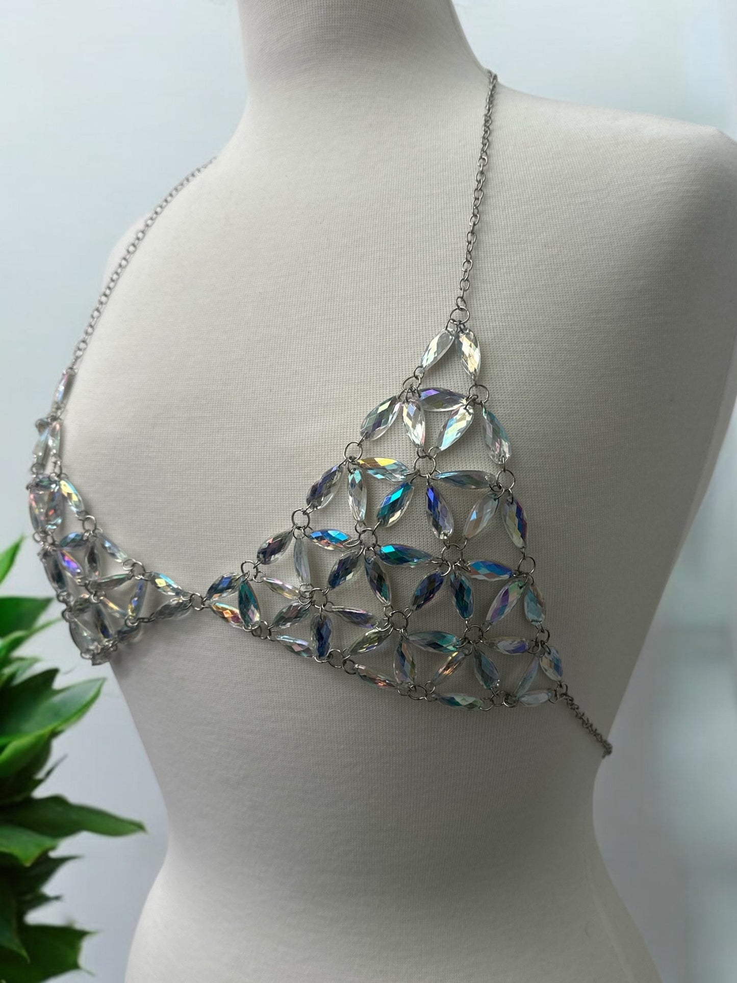 Crystal Chain Bralette / Rhinestone Festival Bra - Fatisha Boutique
