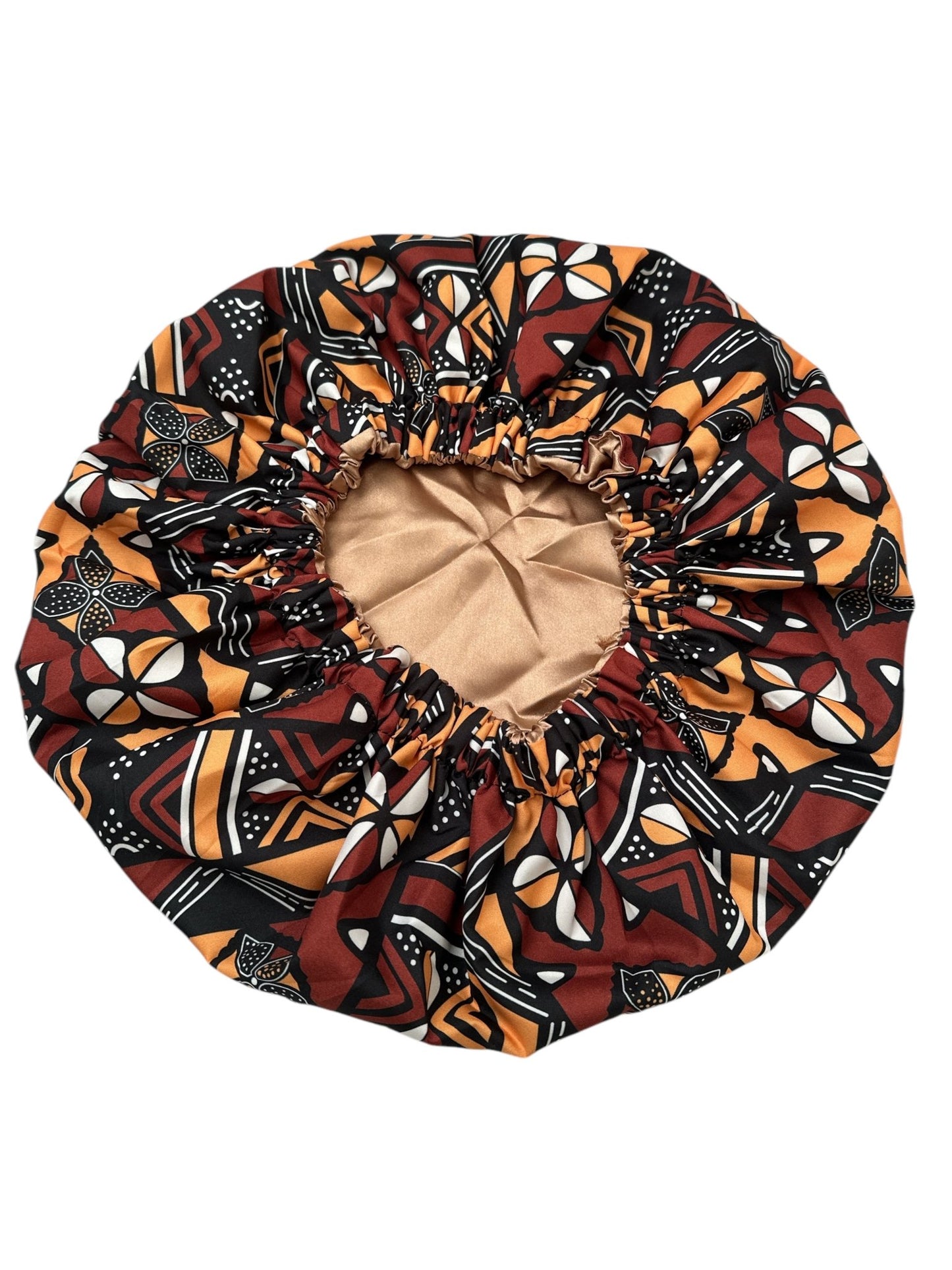 Double Layered Ankara Pattern Satin Silk Revisable Bonnet Cap - Fatisha Boutique
