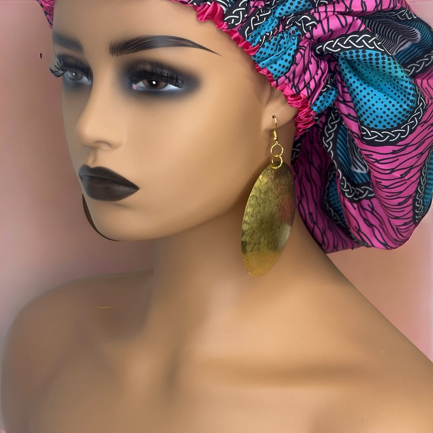 Double Layered Ankara Pattern Satin Silk Revisable Bonnet Cap - Fatisha Boutique