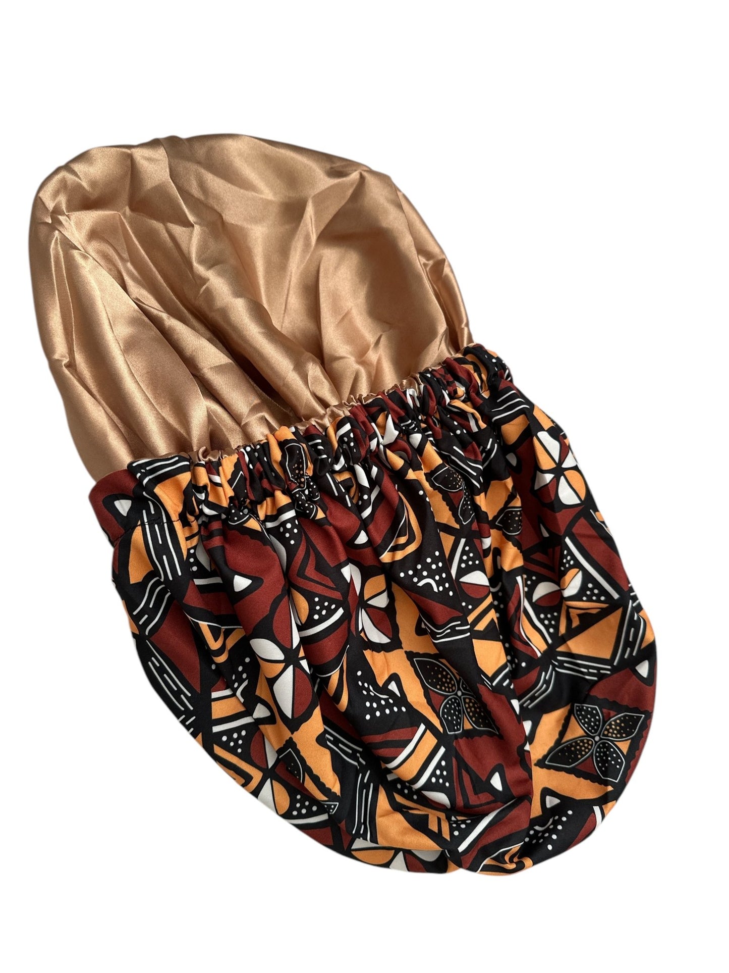 Double Layered Ankara Pattern Satin Silk Revisable Bonnet Cap - Fatisha Boutique