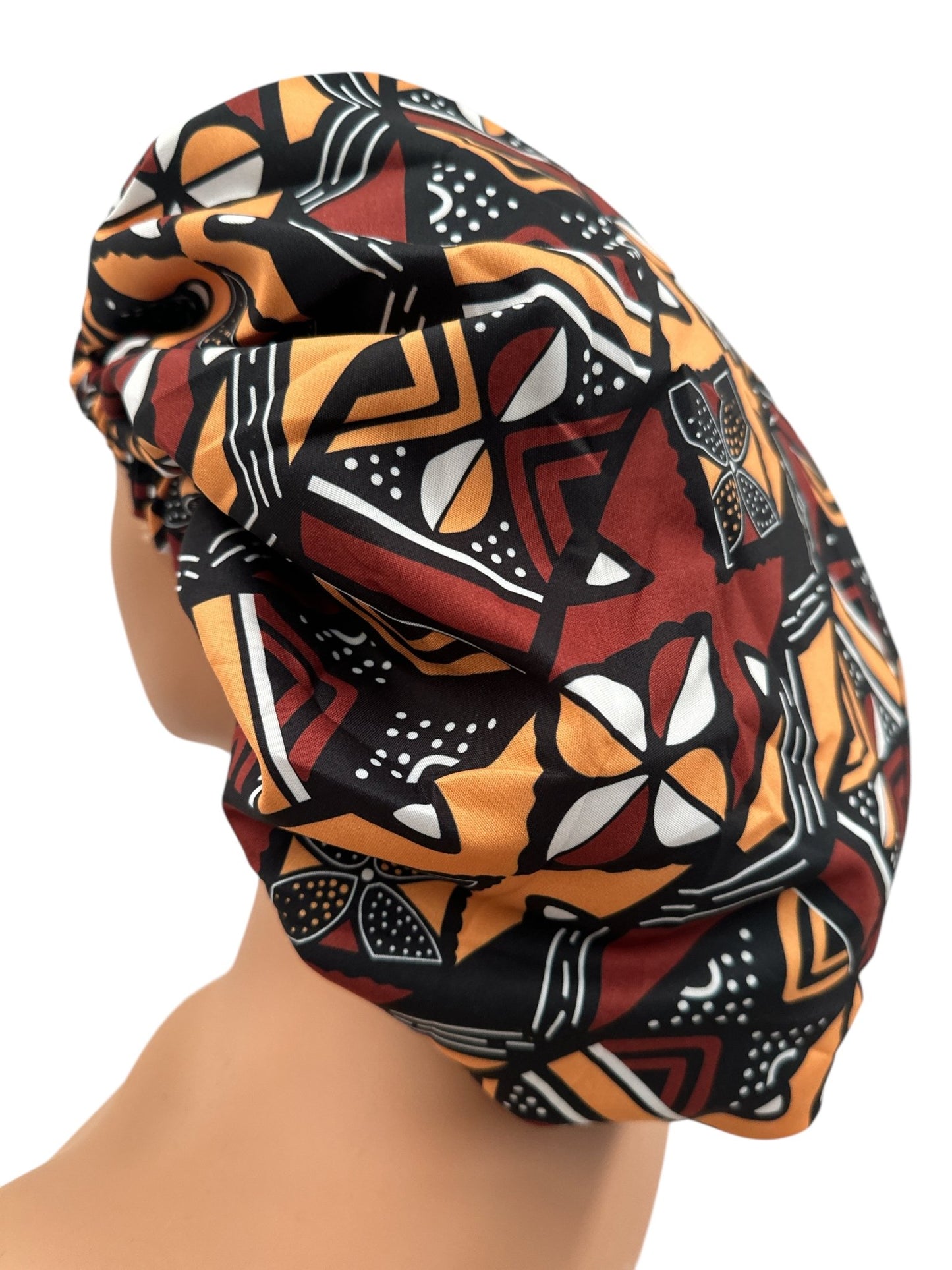 Double Layered Ankara Pattern Satin Silk Revisable Bonnet Cap - Fatisha Boutique