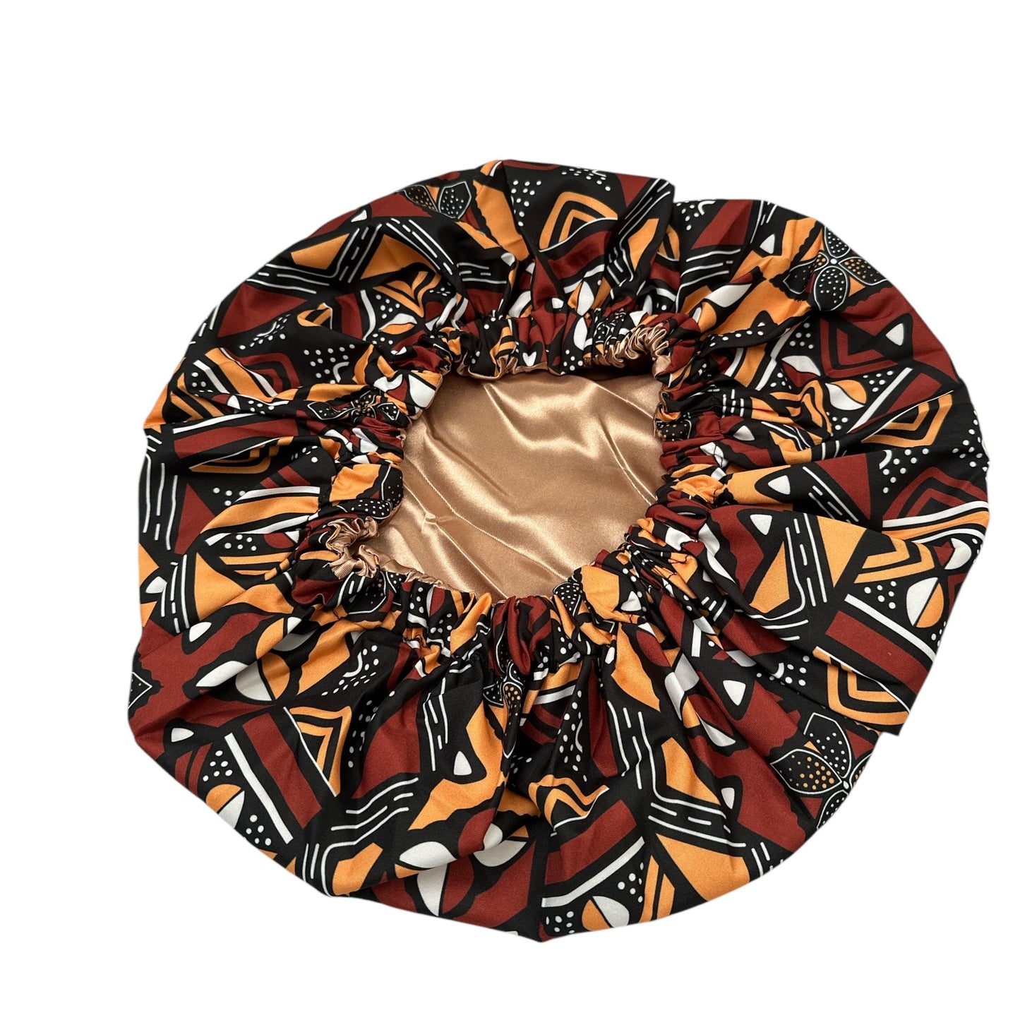 Double Layered Ankara Pattern Satin Silk Revisable Bonnet Cap - Fatisha Boutique