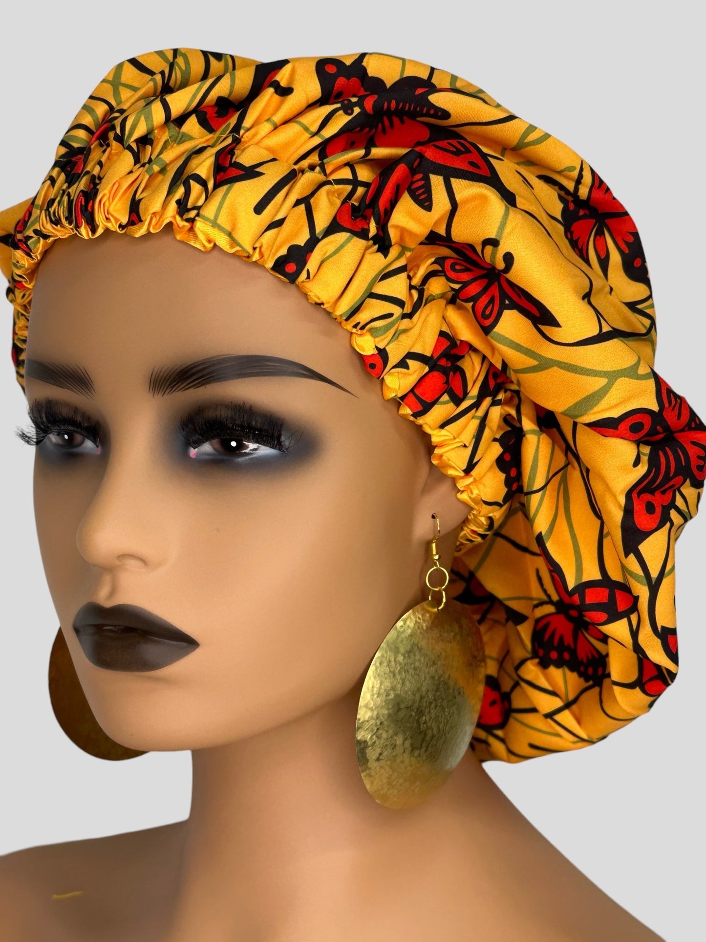 Double Layered Ankara Pattern Satin Silk Revisable Bonnet Caps - Fatisha Boutique