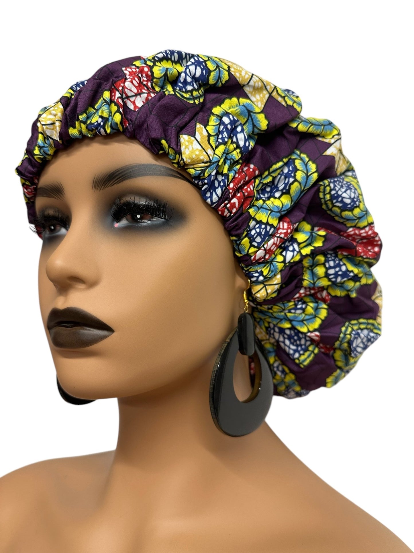 Double - Layered Ankara Satin Bonnet Cap – Reversible Silk Hair Protector - Fatisha Boutique