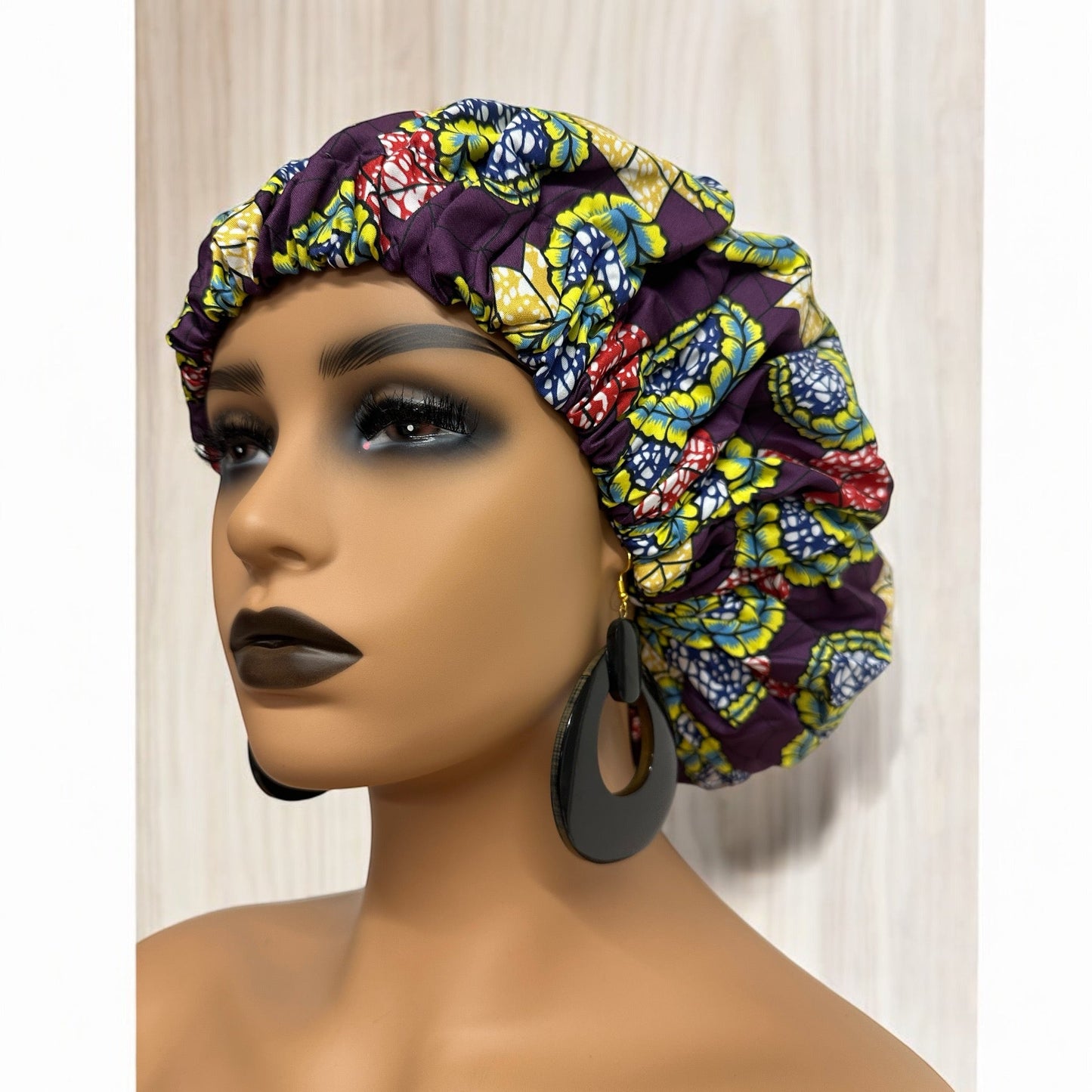 Double - Layered Ankara Satin Bonnet Cap – Reversible Silk Hair Protector - Fatisha Boutique