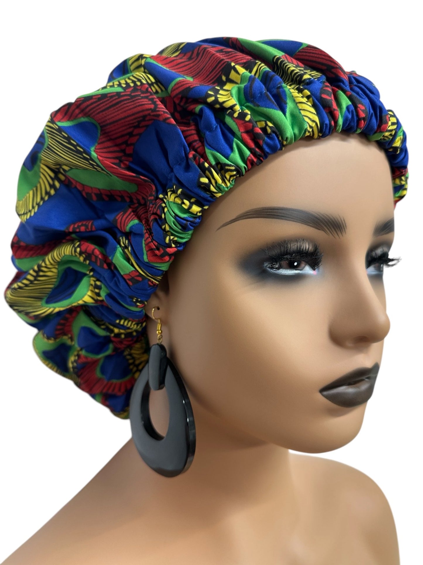 Double - Layered Ankara Satin Bonnet Cap – Reversible Silk Hair Protector - Fatisha Boutique