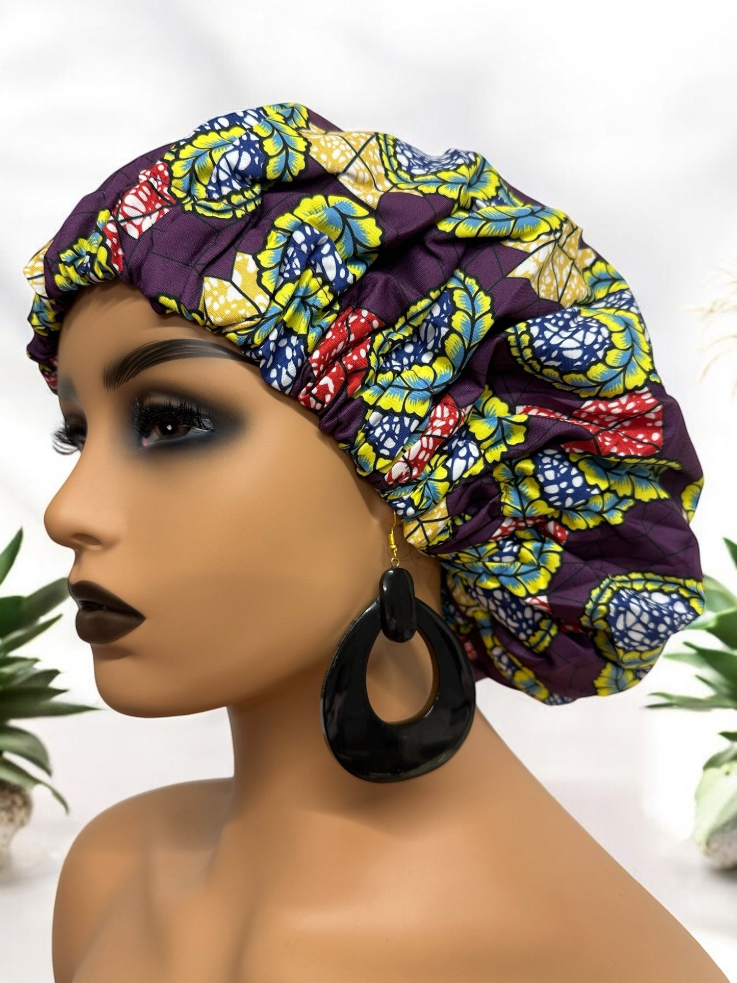 Double - Layered Ankara Satin Bonnet Cap – Reversible Silk Hair Protector - Fatisha Boutique