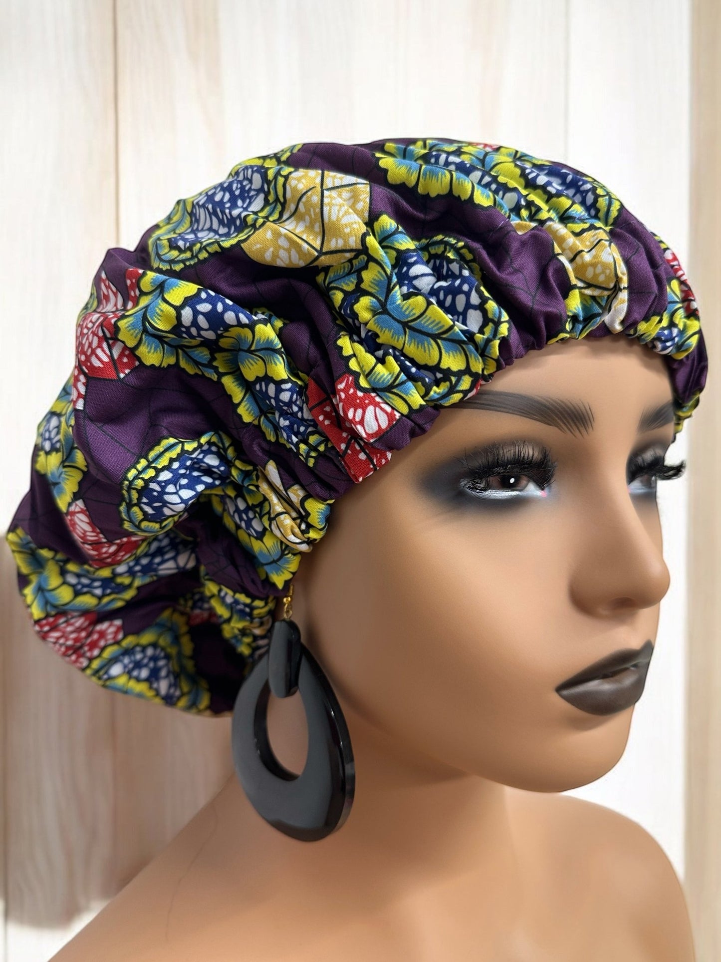 Double - Layered Ankara Satin Bonnet Cap – Reversible Silk Hair Protector - Fatisha Boutique