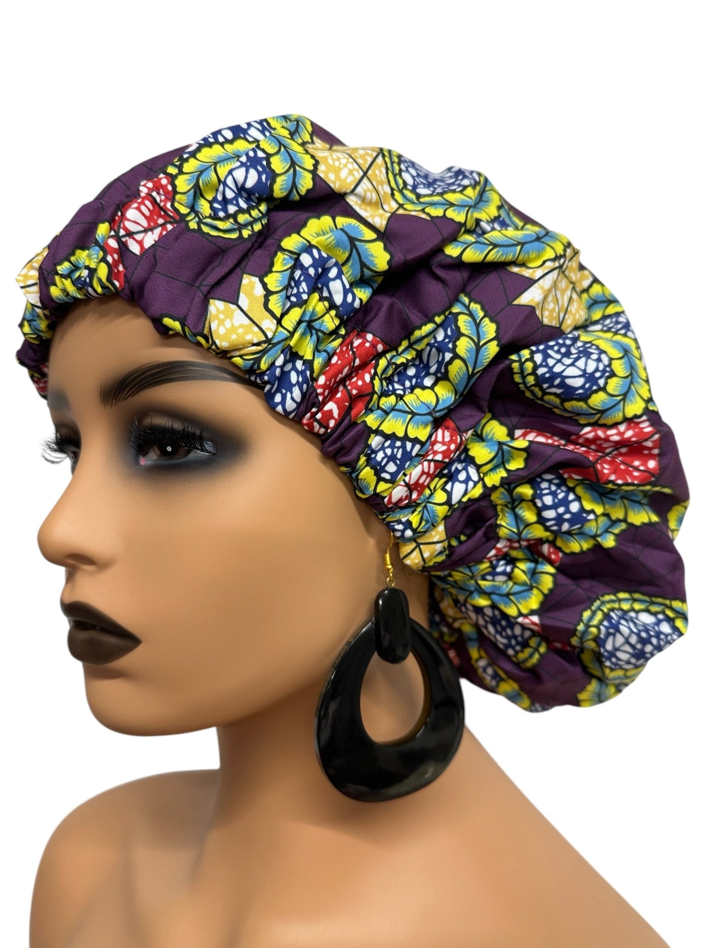 Double - Layered Ankara Satin Bonnet Cap – Reversible Silk Hair Protector - Fatisha Boutique