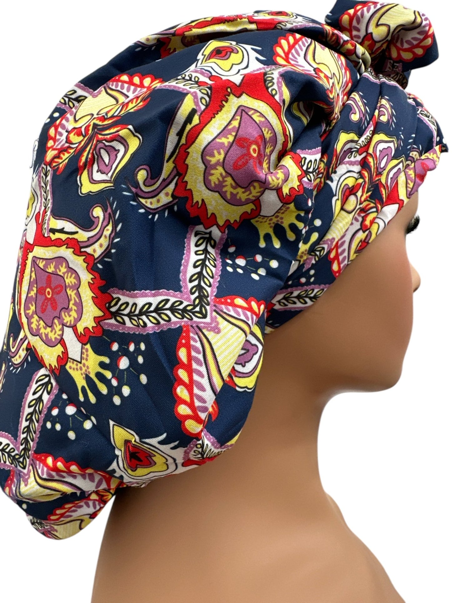 Double - Layered Ankara Satin Silk Bonnet Cap with Long Tie – Convertible to Turban Head Wrap - Fatisha Boutique