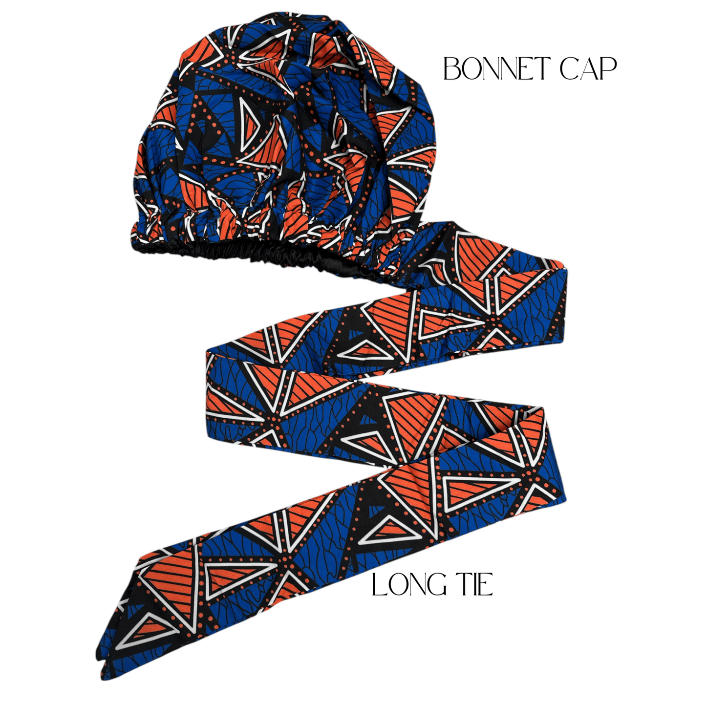 Double - Layered Ankara Satin Silk Bonnet Cap with Long Tie – Convertible to Turban Head Wrap - Fatisha Boutique