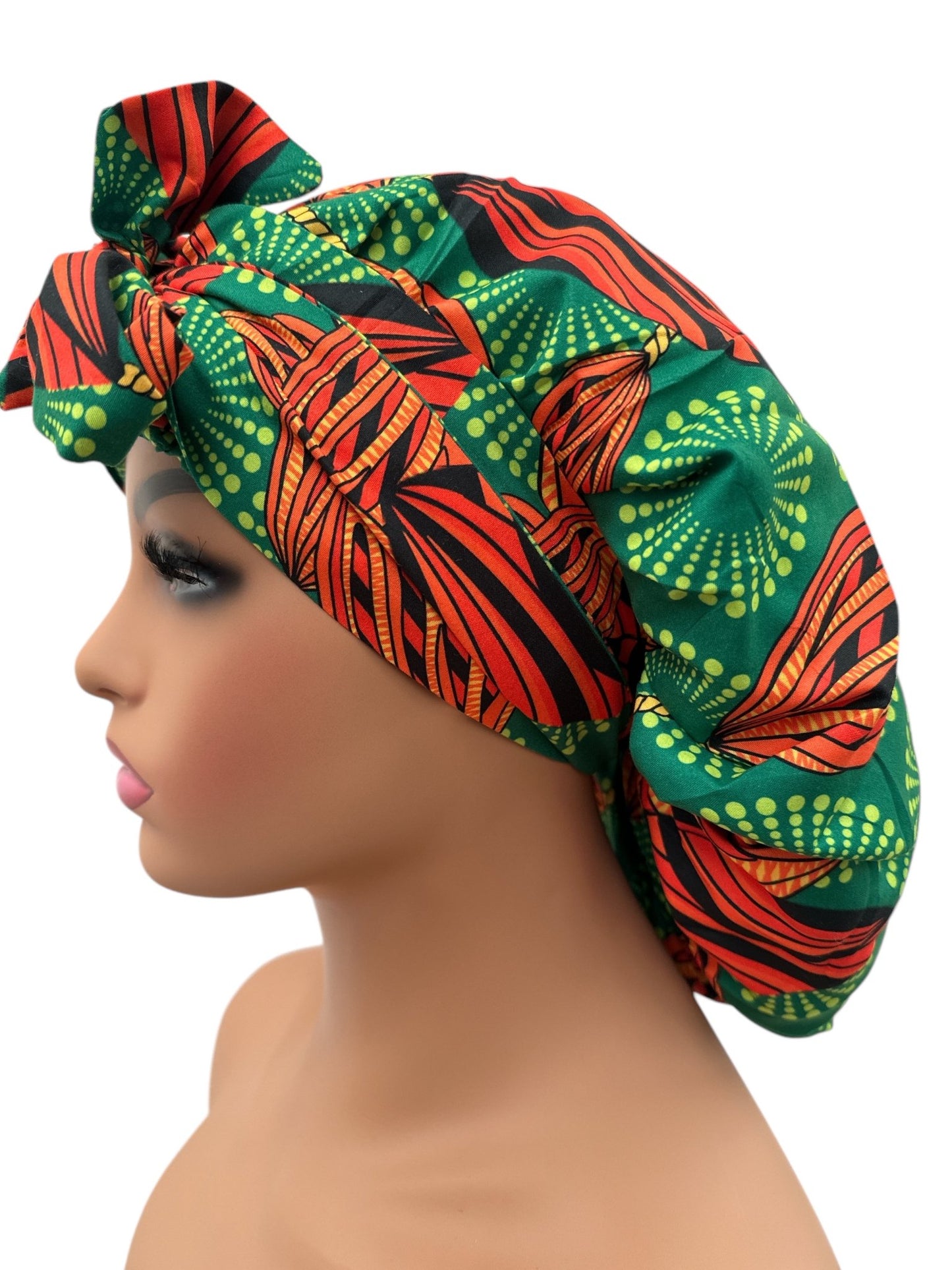 Double - Layered Ankara Satin Silk Bonnet Turban Head Wrap - Fatisha Boutique
