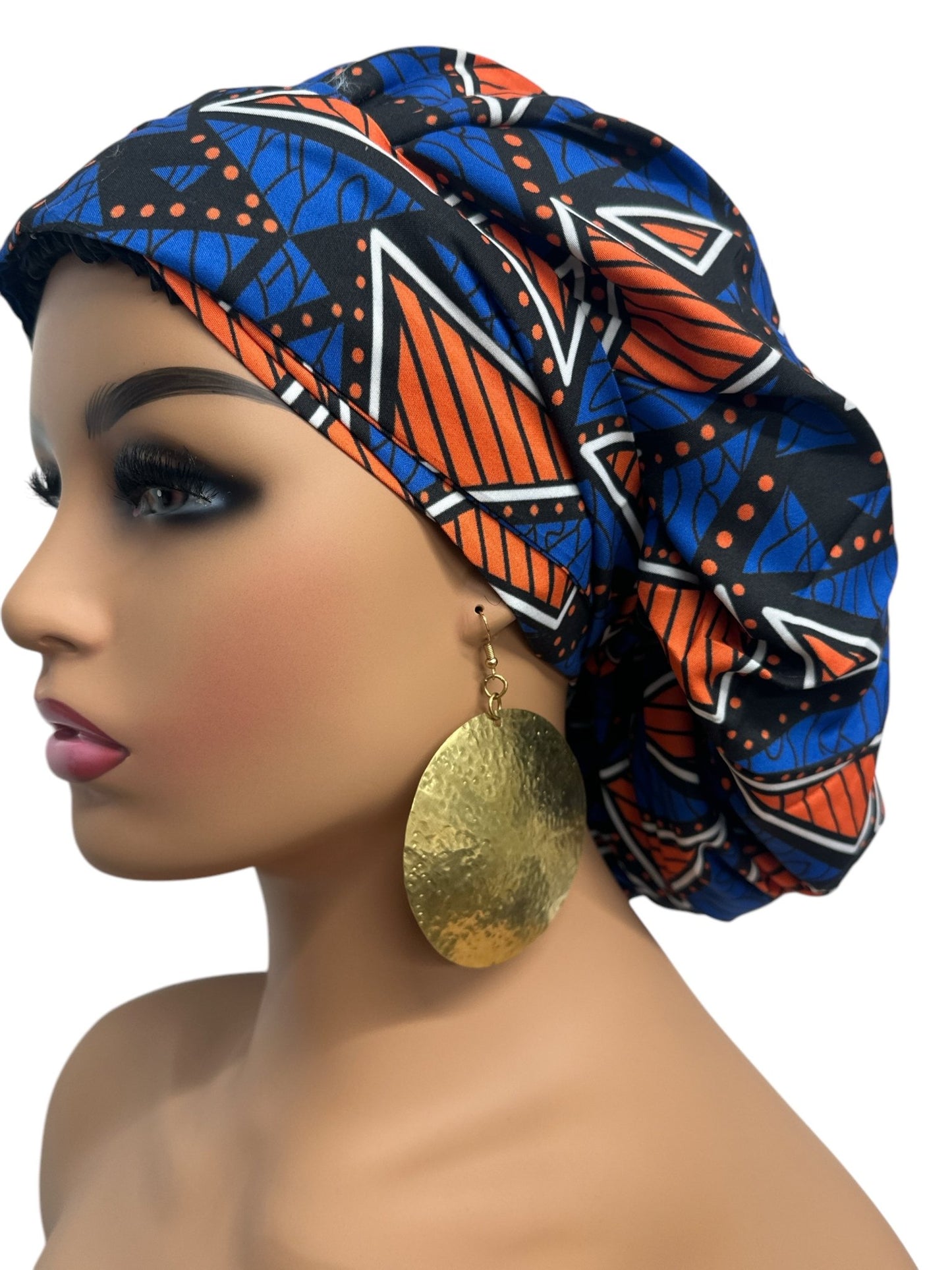 Double - Layered Ankara Satin Silk Bonnet Turban Head Wrap - Fatisha Boutique