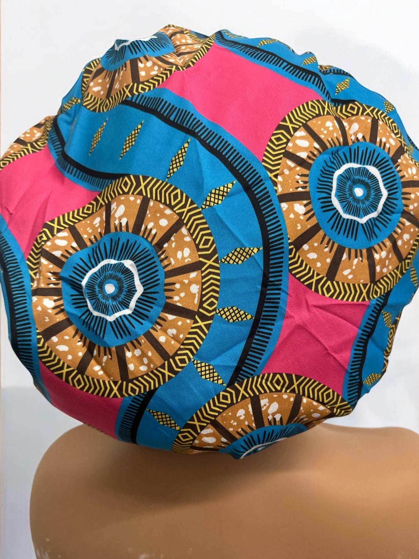 Double - Layered Ankara Satin Silk Bonnet Turban Head Wrap - Fatisha Boutique