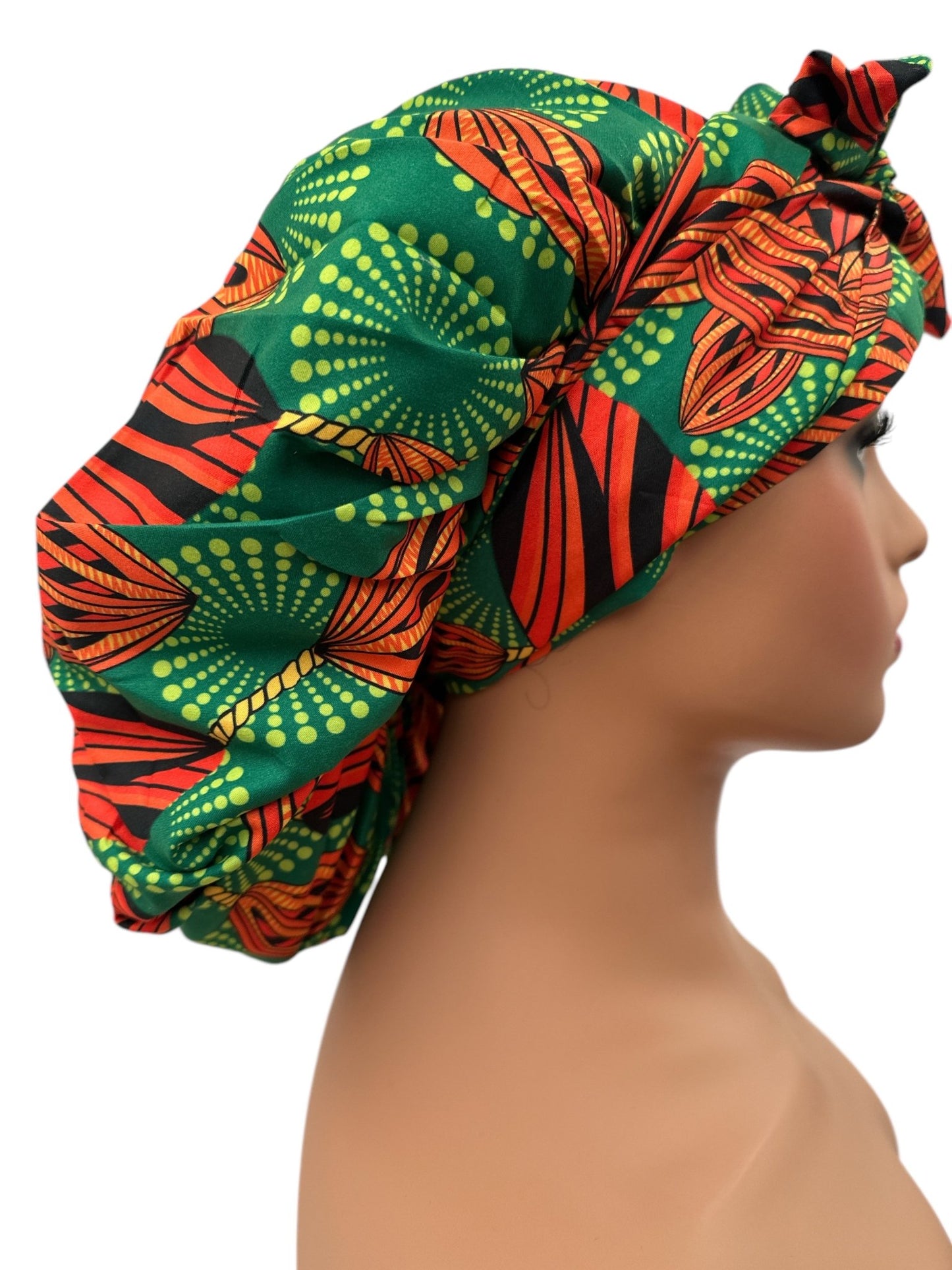 Double - Layered Ankara Satin Silk Bonnet Turban Head Wrap - Fatisha Boutique