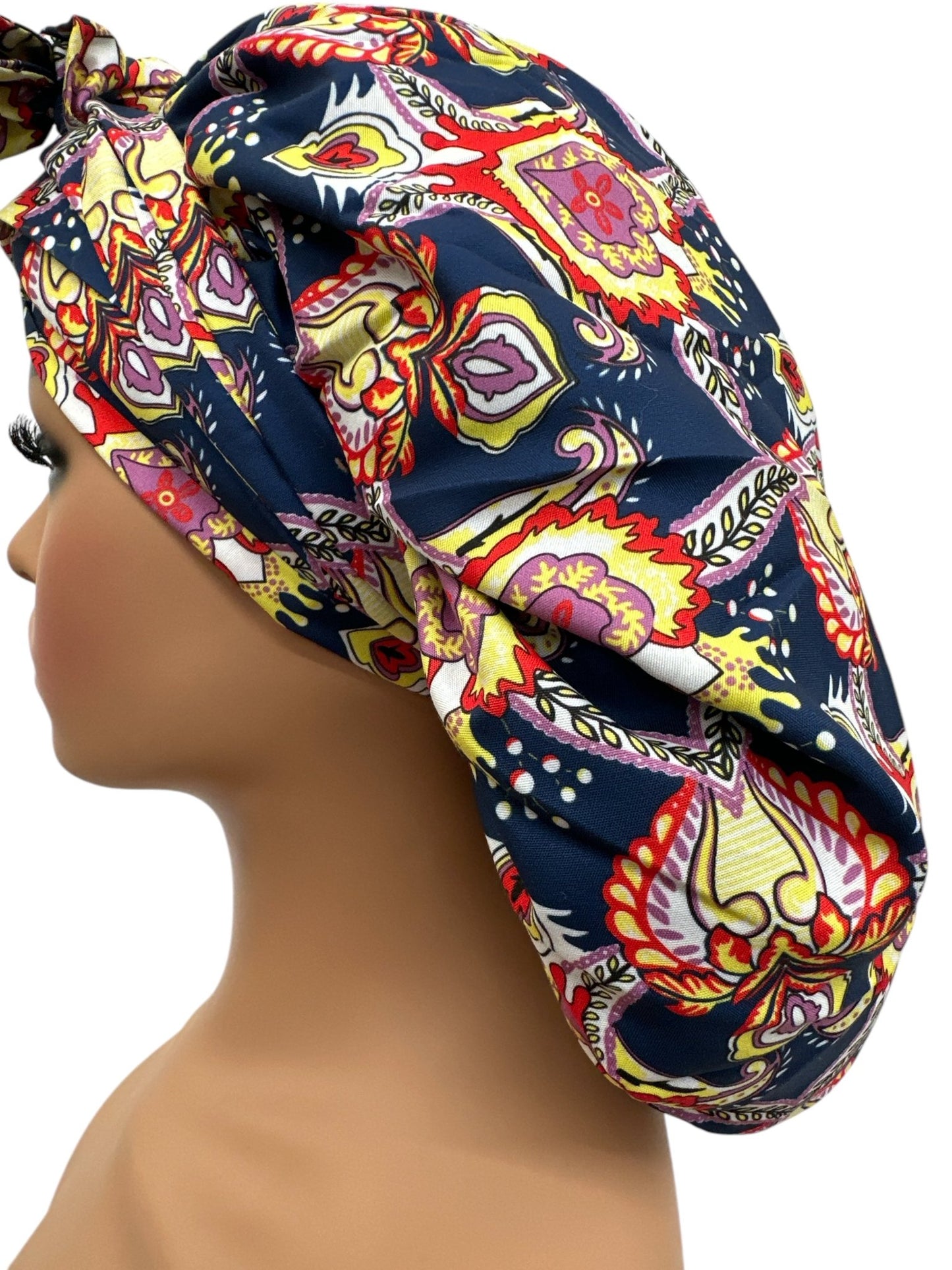 Double - Layered Ankara Satin Silk Bonnet Turban Head Wrap - Fatisha Boutique