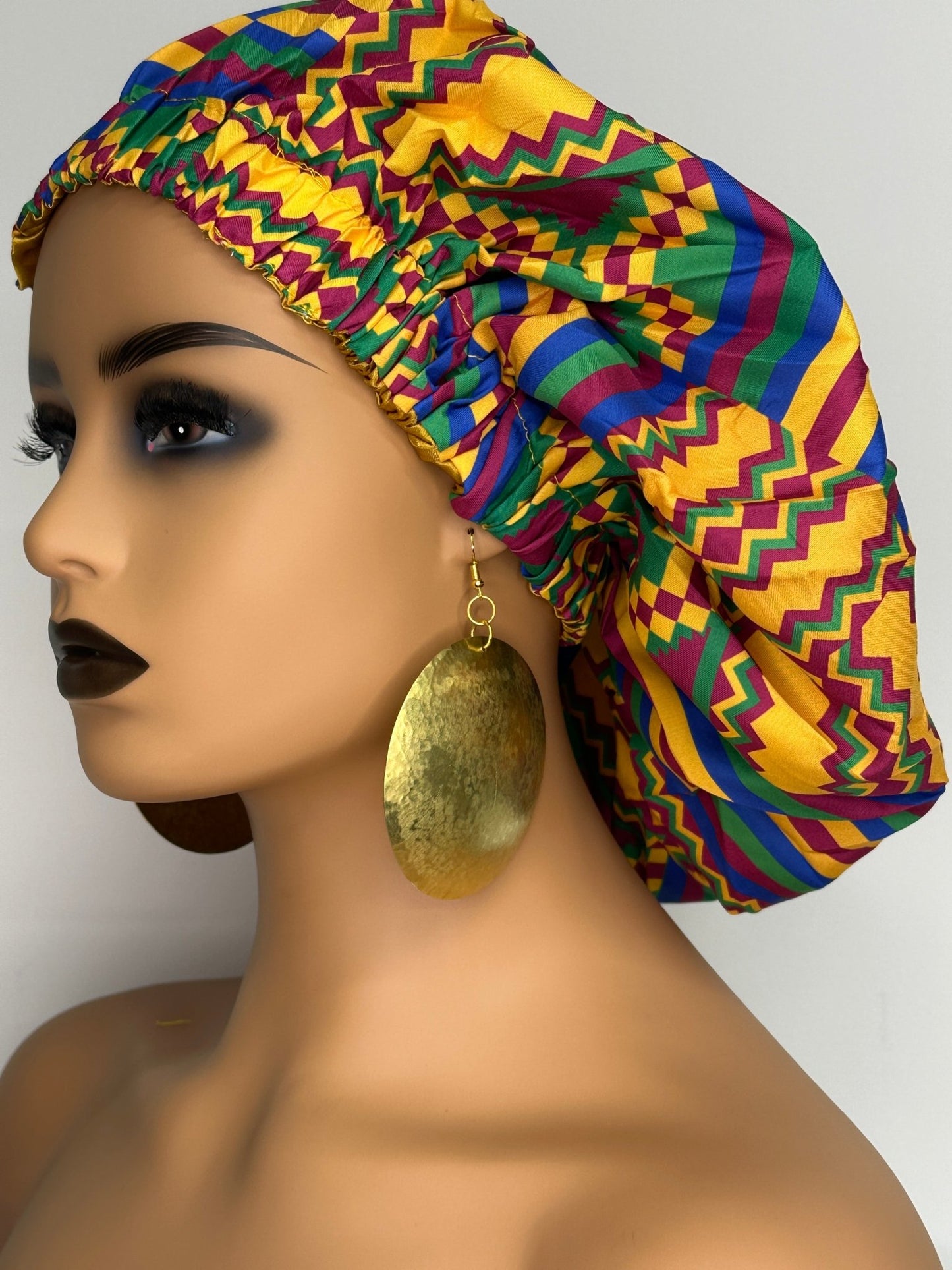 Double Layered Ankara Satin Silk Reversible Bonnet Cap - Fatisha Boutique
