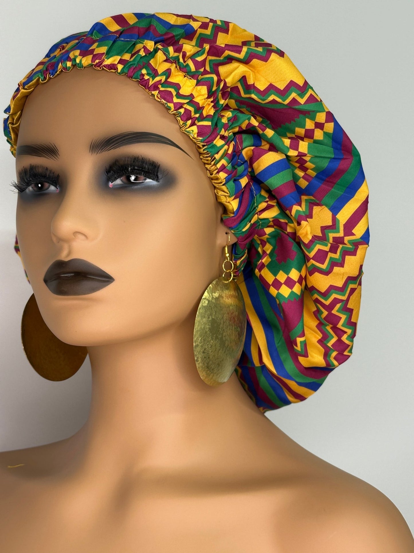 Double Layered Ankara Satin Silk Reversible Bonnet Cap - Fatisha Boutique