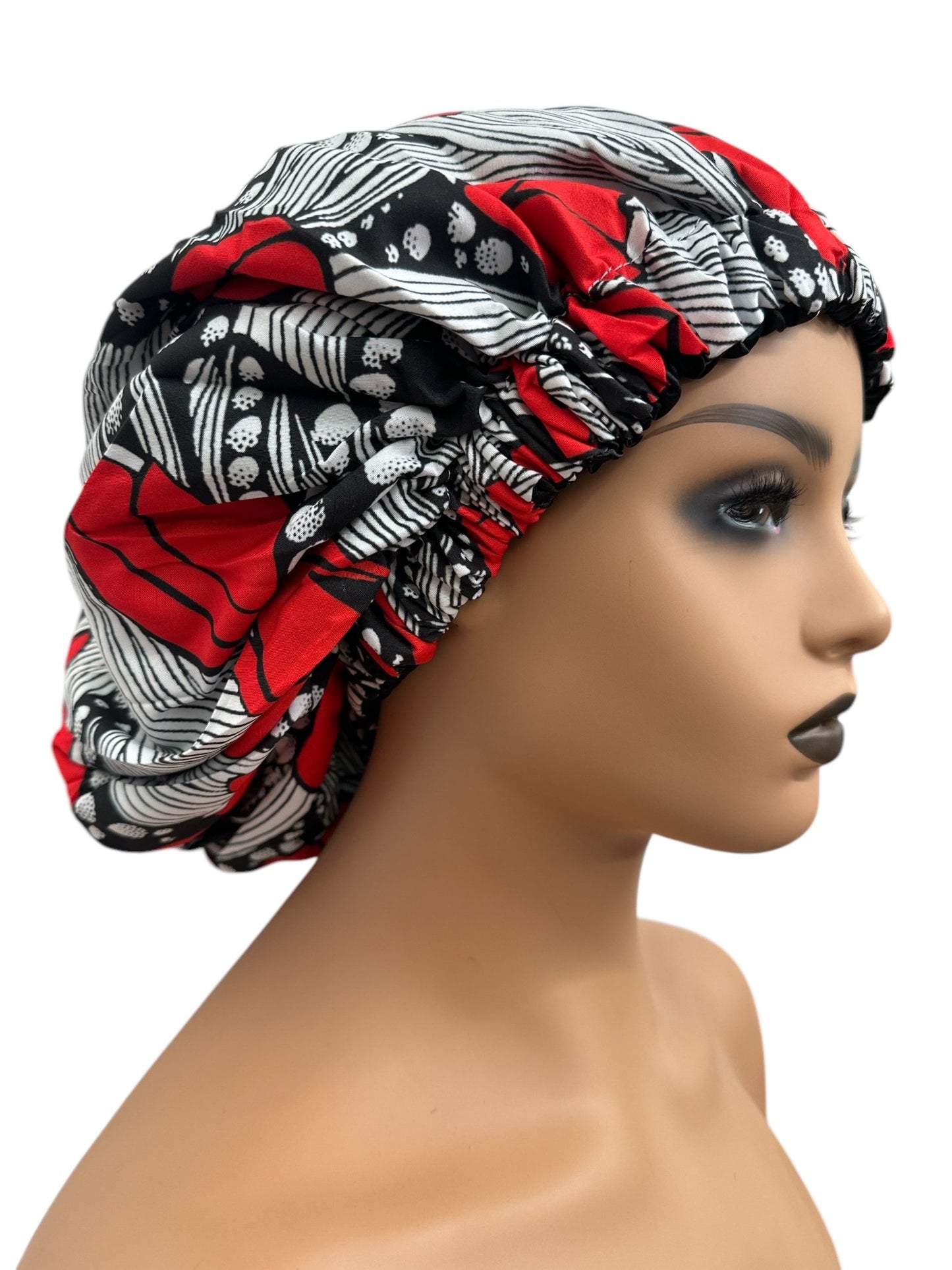 Double - Layered Ankara Satin Silk Reversible Bonnet Cap – Extra Large for Braids & Natural Hair Protection - Fatisha Boutique