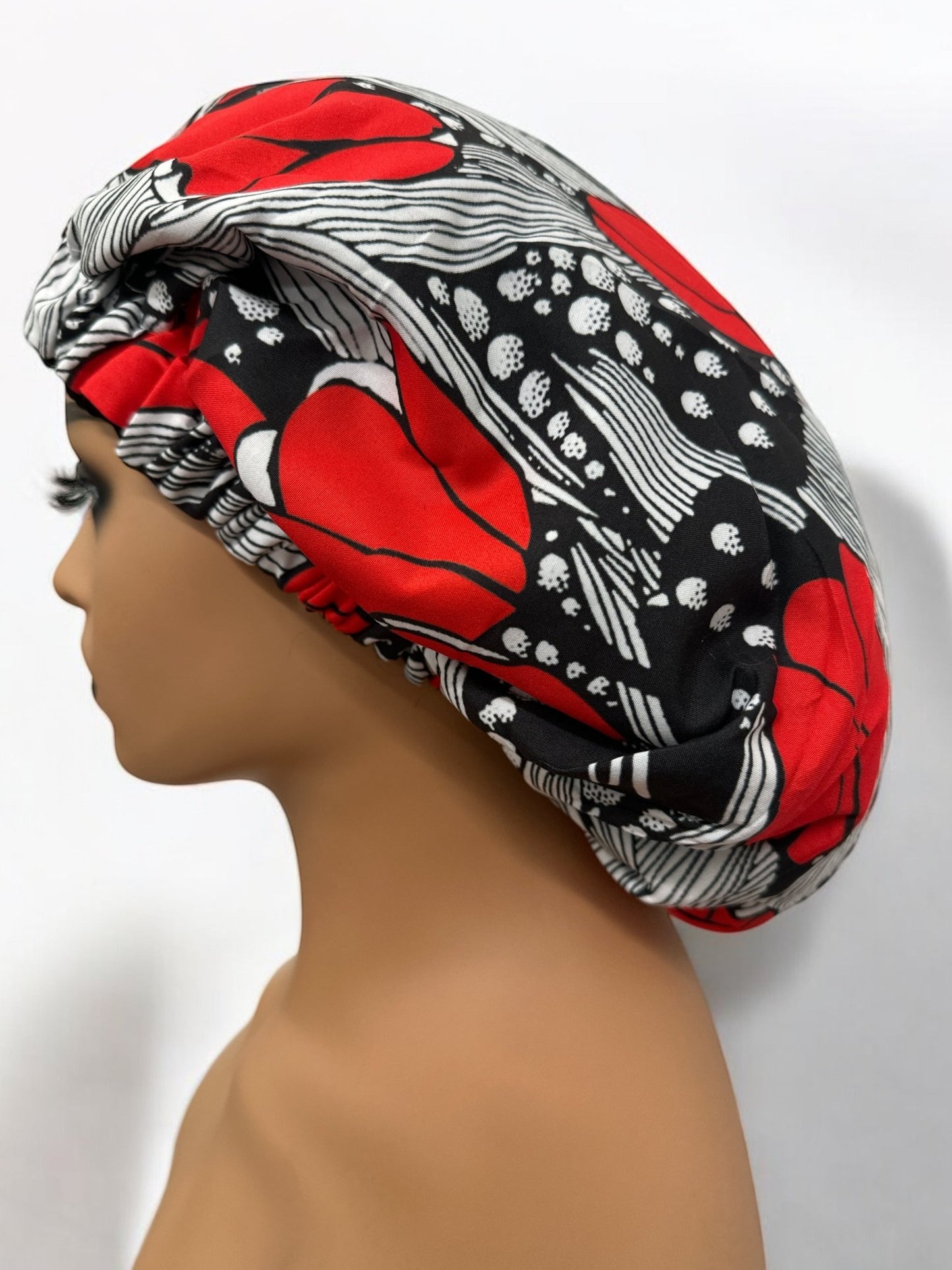 Double - Layered Ankara Satin Silk Reversible Bonnet Cap – Extra Large for Braids & Natural Hair Protection - Fatisha Boutique
