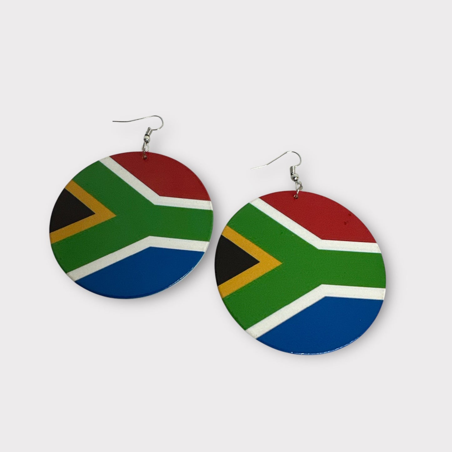 Double - Sided South African Flag Print Round Dangle Earrings – Lightweight Statement Earrings for Women - Fatisha Boutique
