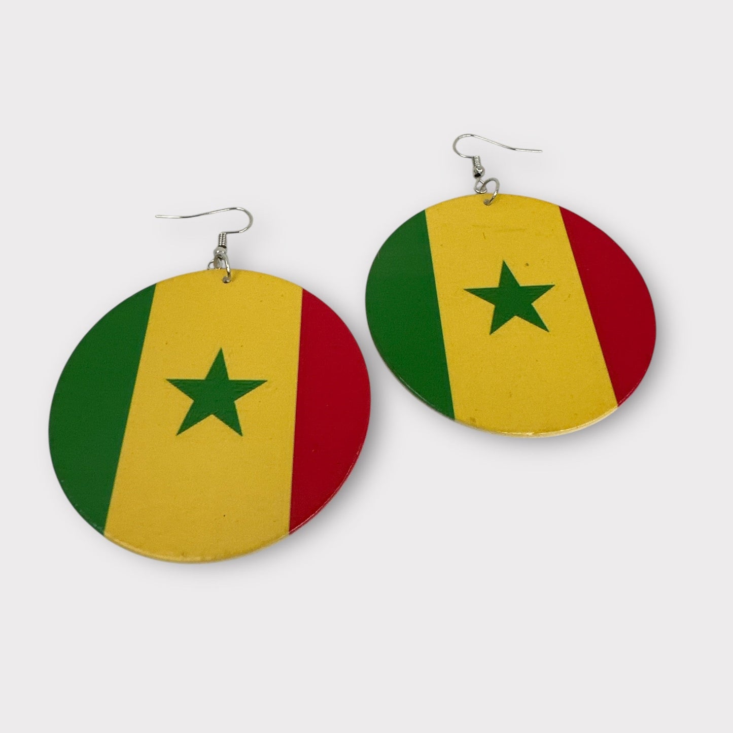 Double - Sided West African Countries Flags Print Round Dangle Earrings – Lightweight Statement Earrings for Women - Fatisha Boutique