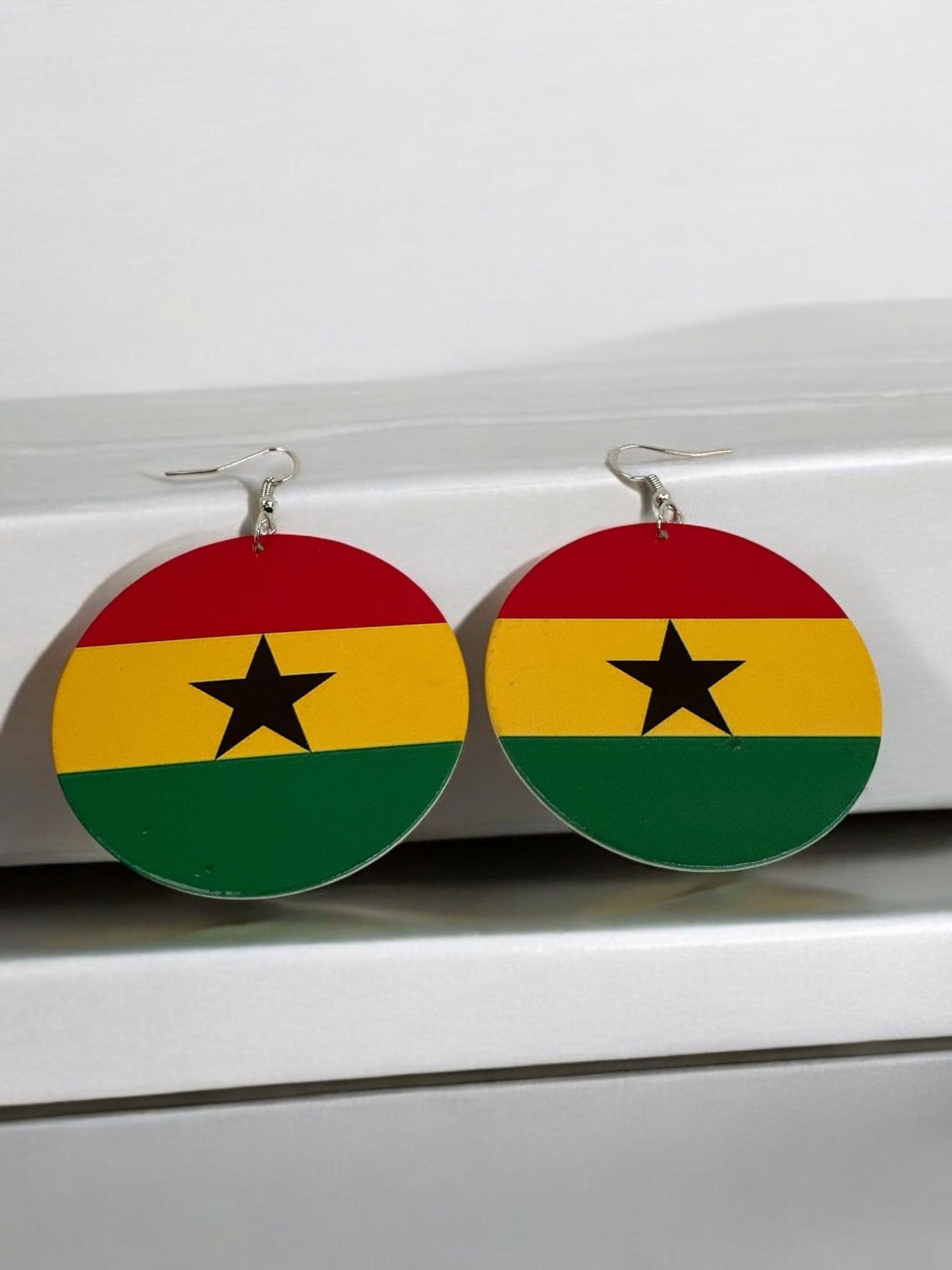 Double - Sided West African Countries Flags Print Round Dangle Earrings – Lightweight Statement Earrings for Women - Fatisha Boutique