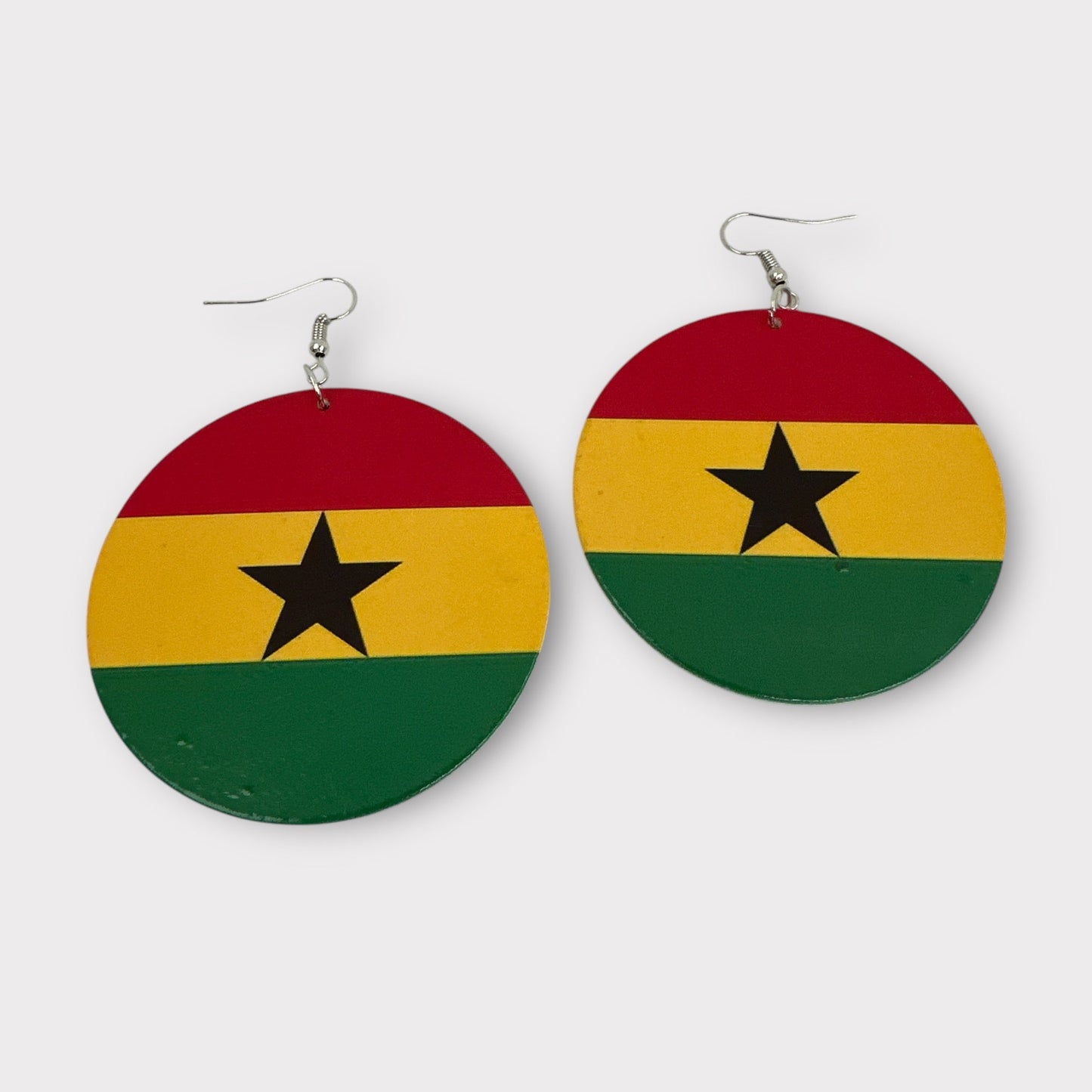 Double - Sided West African Countries Flags Print Round Dangle Earrings – Lightweight Statement Earrings for Women - Fatisha Boutique