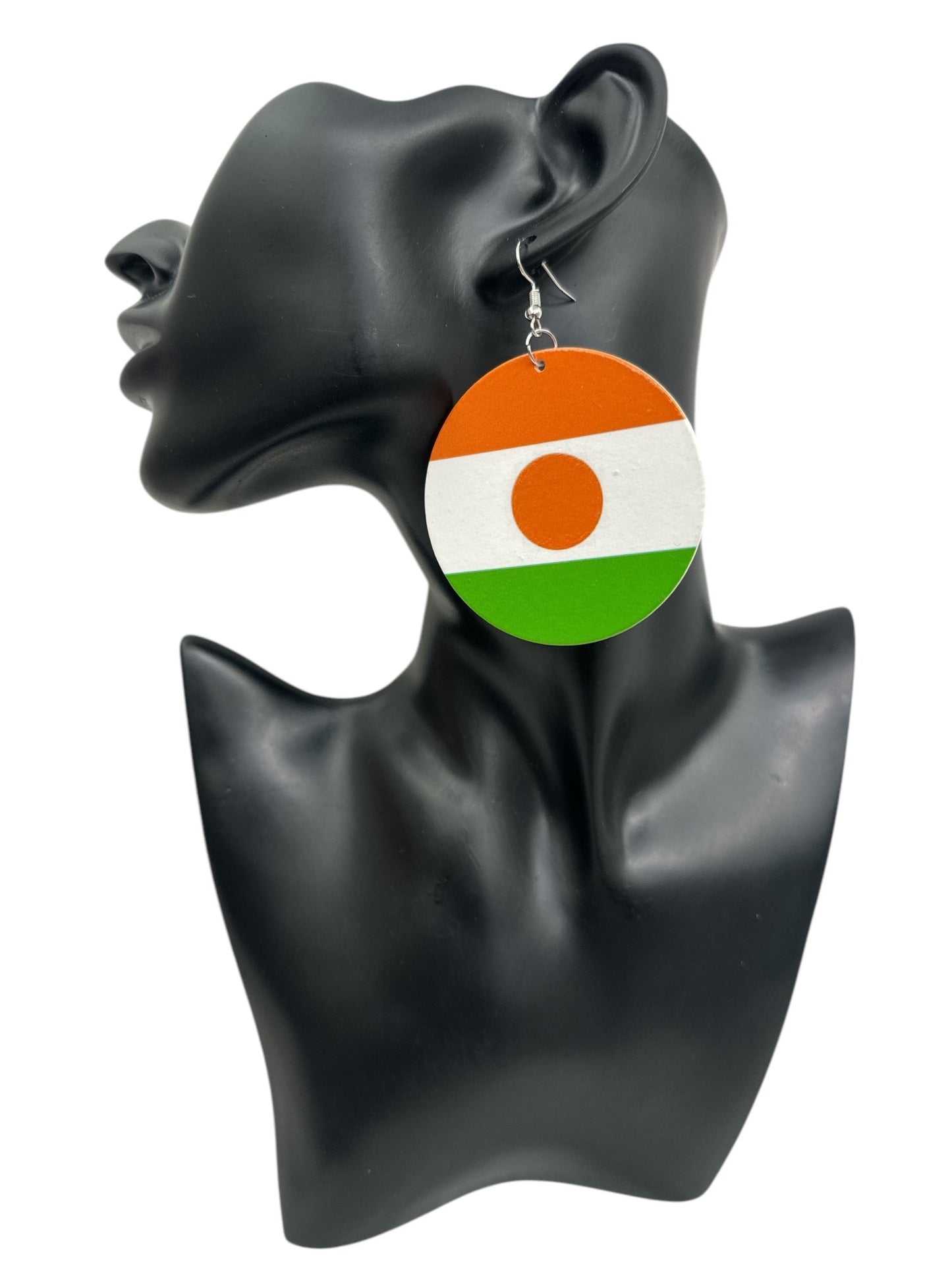Double - Sided West African Countries Flags Print Round Dangle Earrings – Lightweight Statement Earrings for Women - Fatisha Boutique