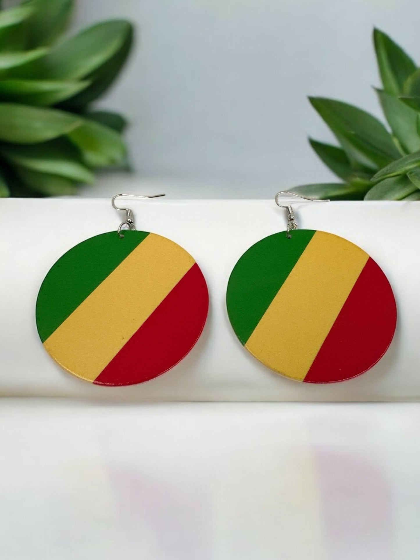 Double - Sided West African Countries Flags Print Round Dangle Earrings – Lightweight Statement Earrings for Women - Fatisha Boutique