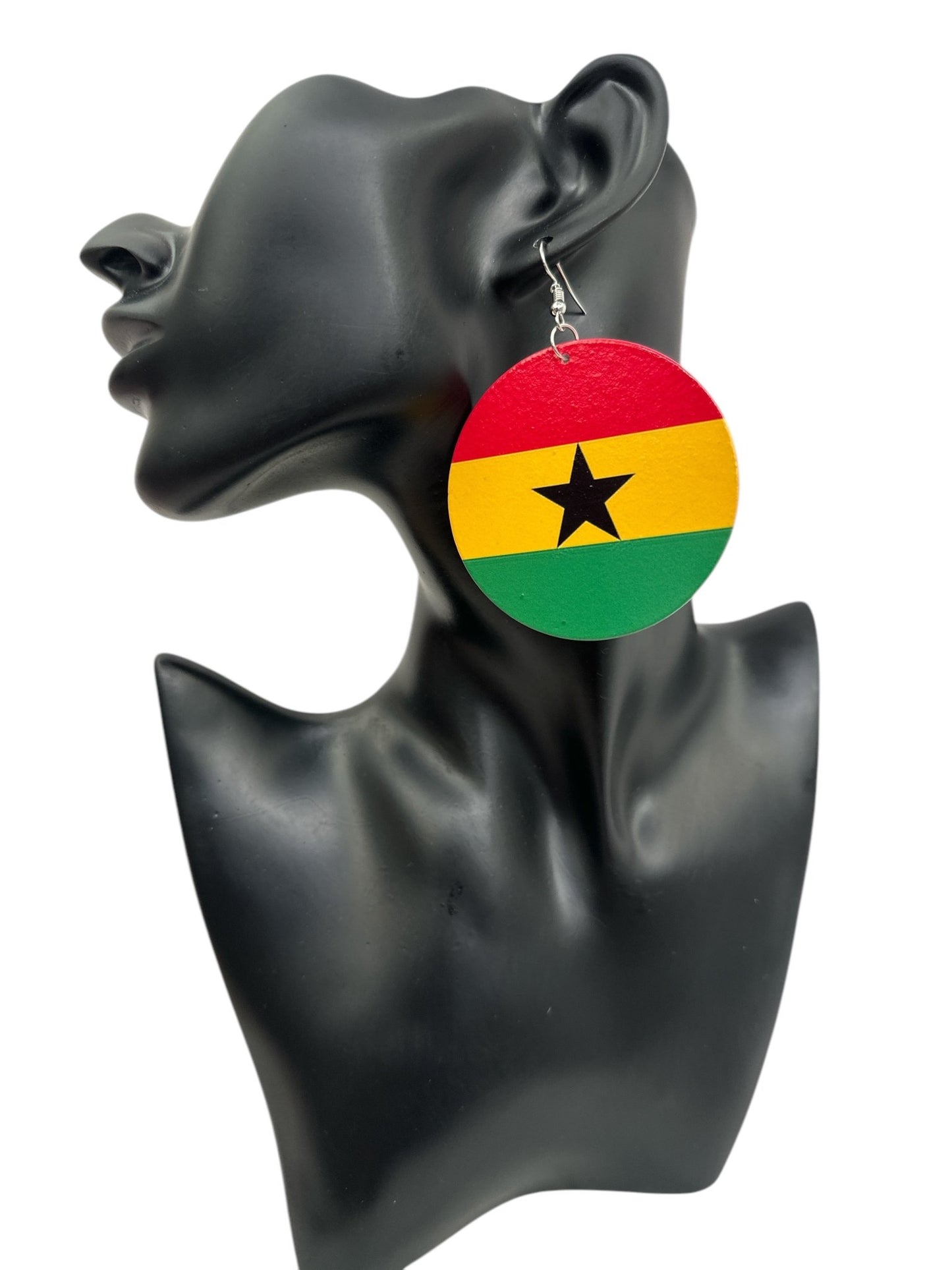 Double - Sided West African Countries Flags Print Round Dangle Earrings – Lightweight Statement Earrings for Women - Fatisha Boutique
